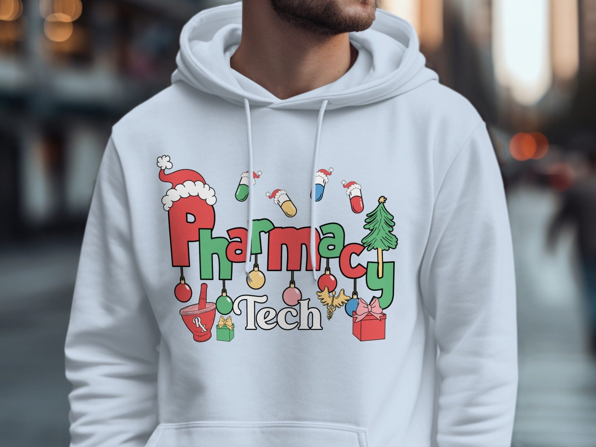 Festive Pharmacy Tech Hoodie for Holiday Season