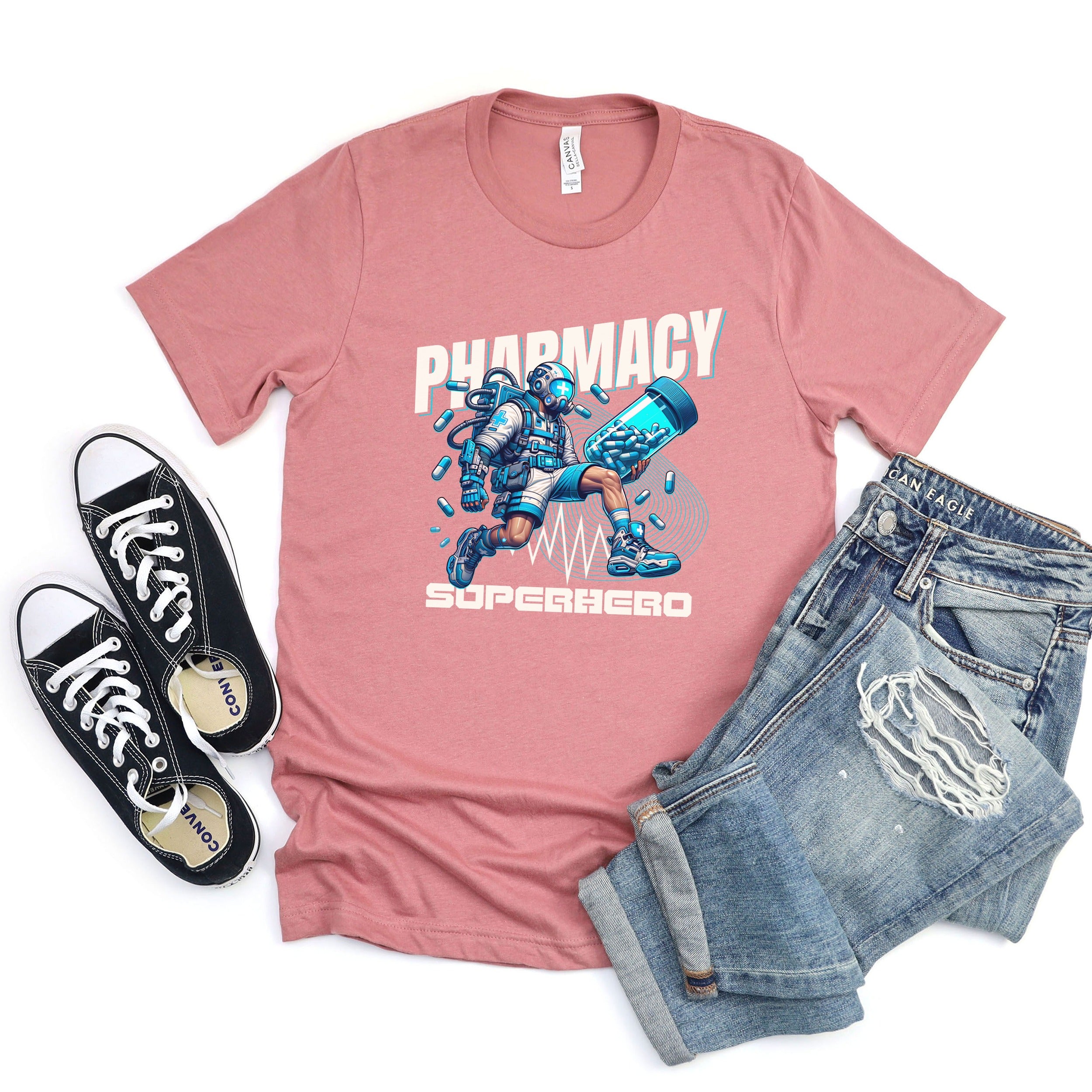 Pharmacy Superhero Graphic Tee Shirt Product