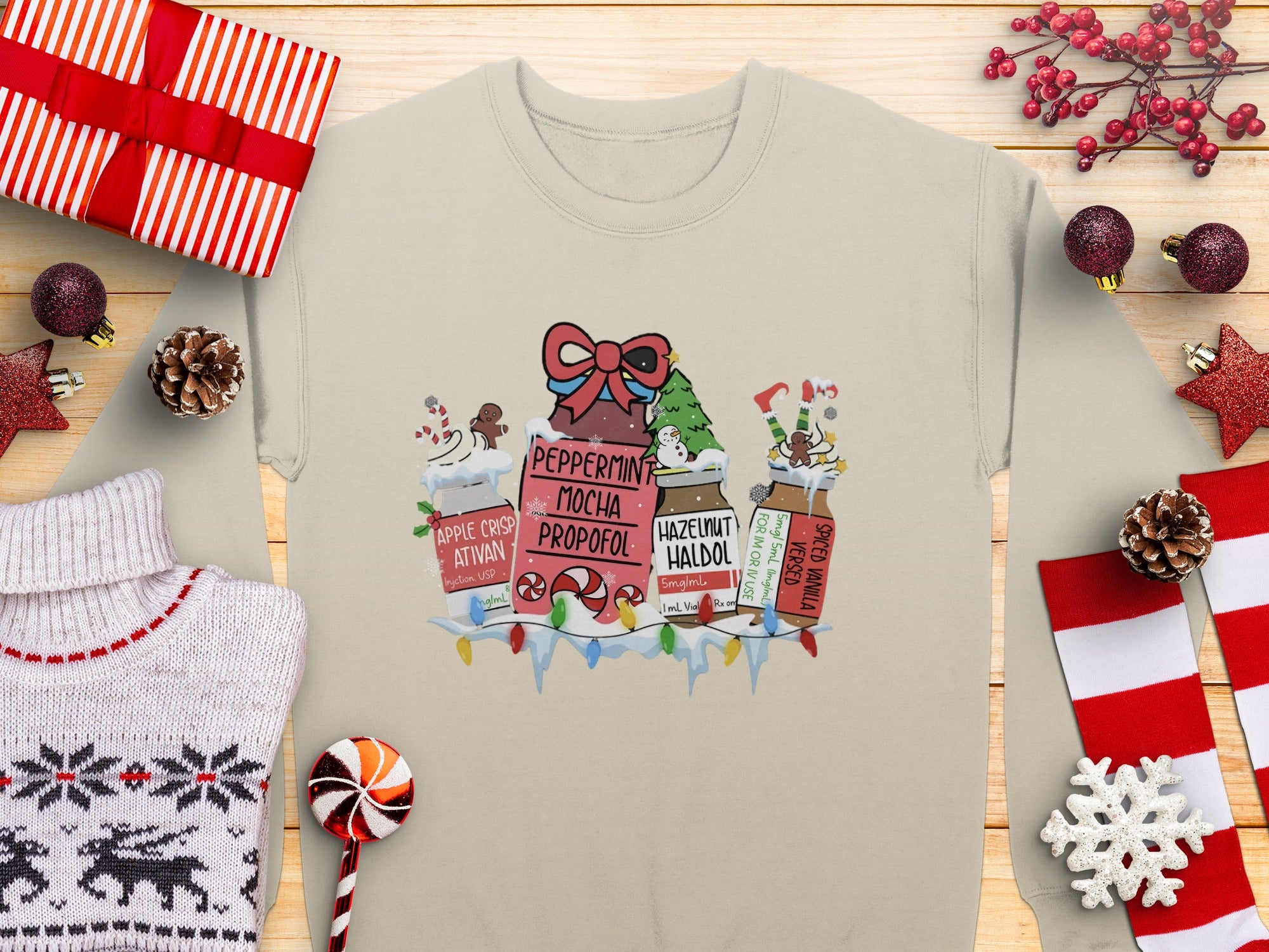 Festive Holiday Peppermint Mocha Haldol sweater