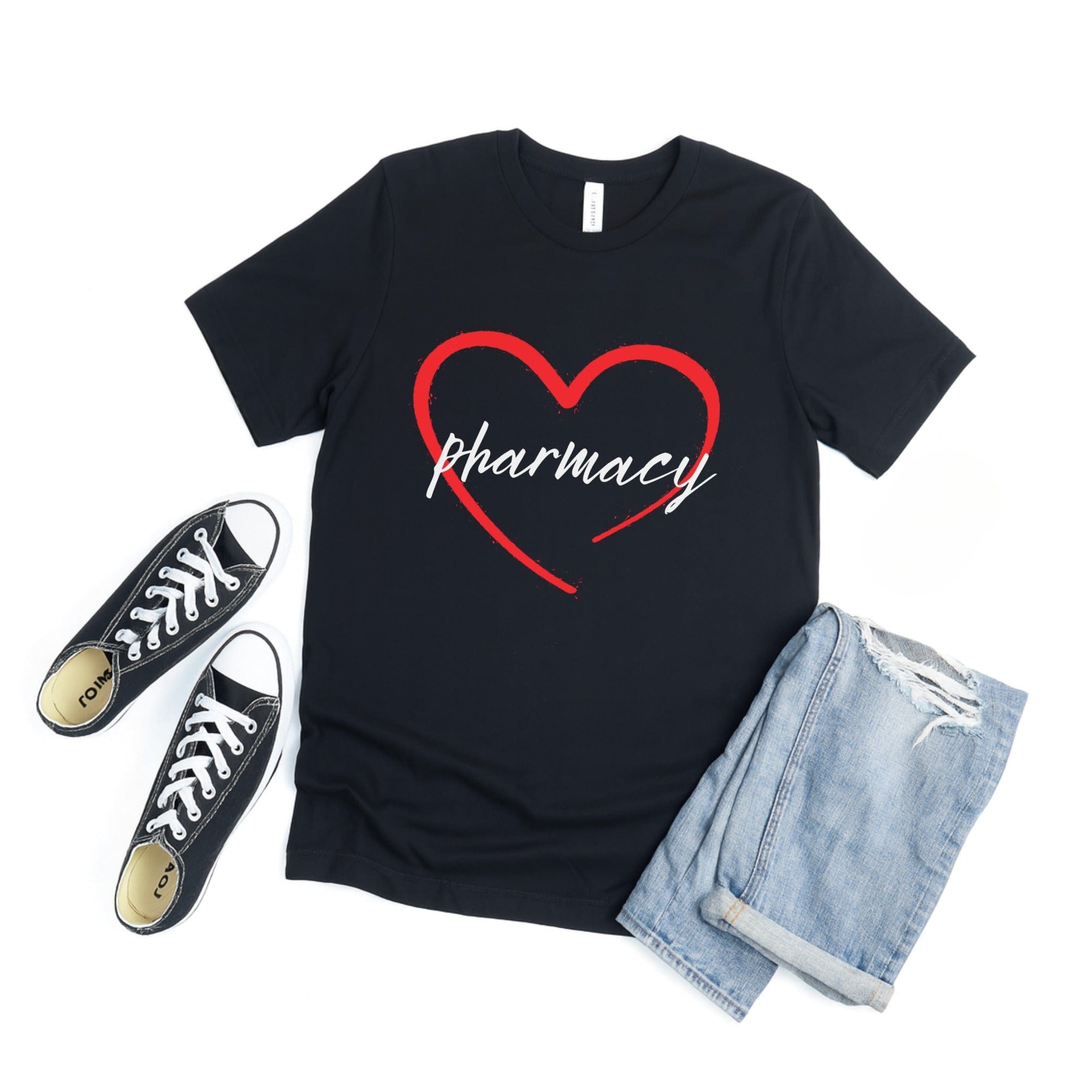 Pharmacy Heart Design On Colorful T Shirt product type