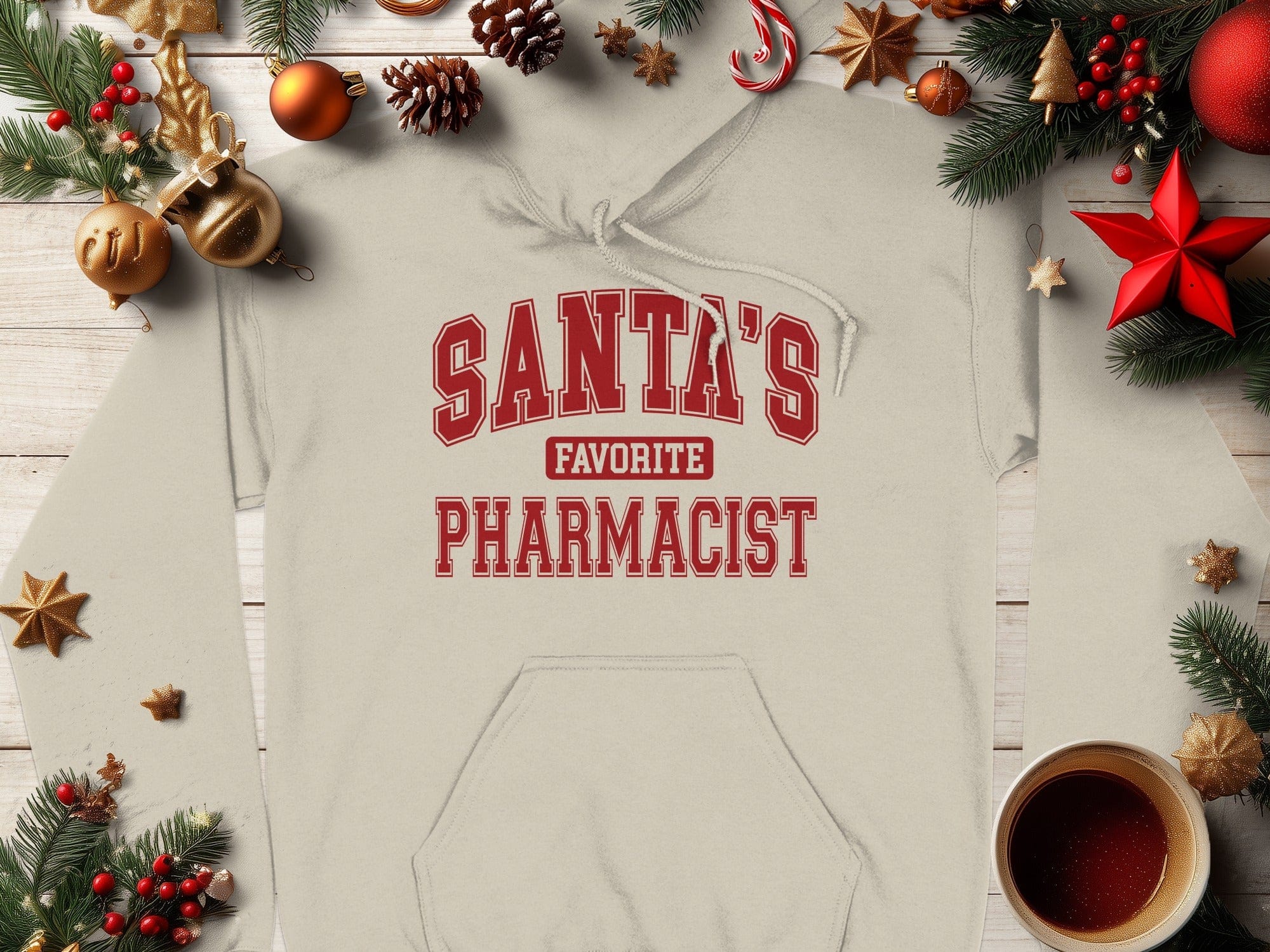 Santa's Favorite Pharmacist Hoodie Festive Holiday product type
