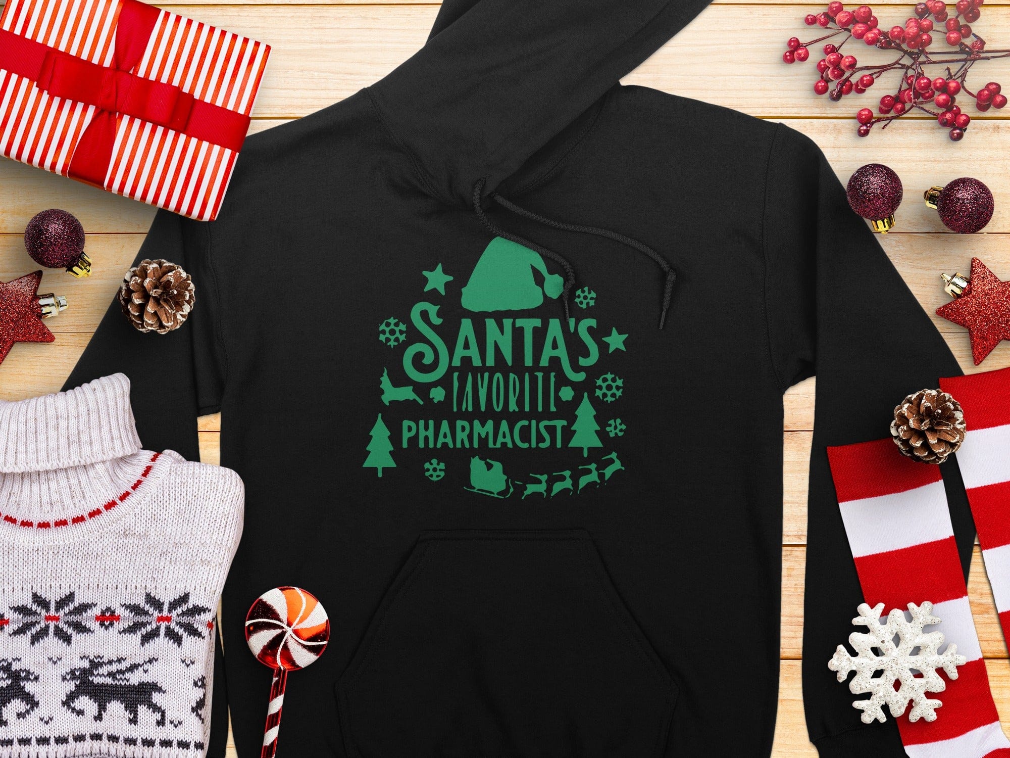 Santa's Favorite Pharmacist Cozy Hoodie for Festive Season