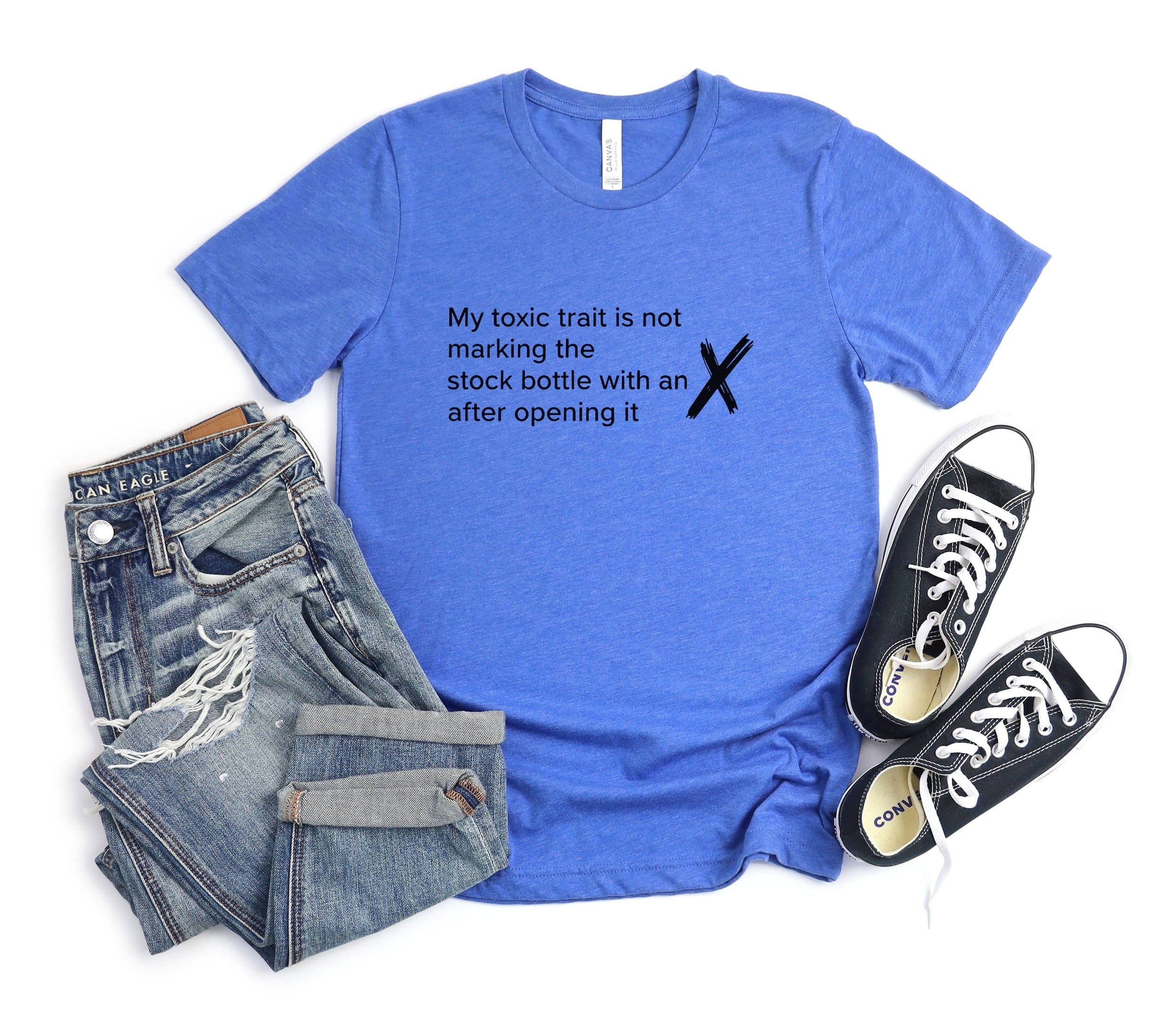 Funny Blue Graphic Tee with Humorous Message product type