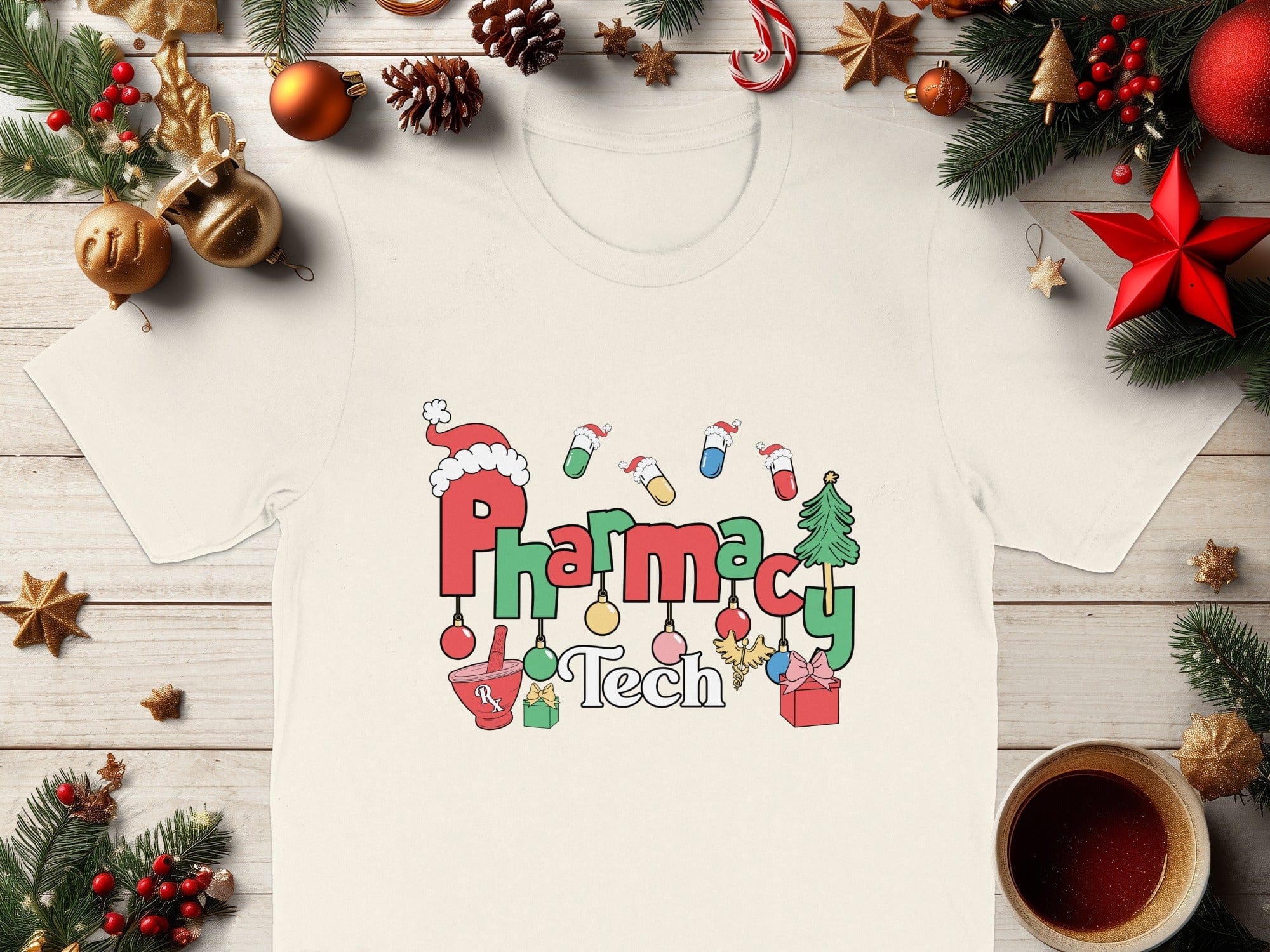 Pharmacy Tech Christmas Theme Graphic Shirt