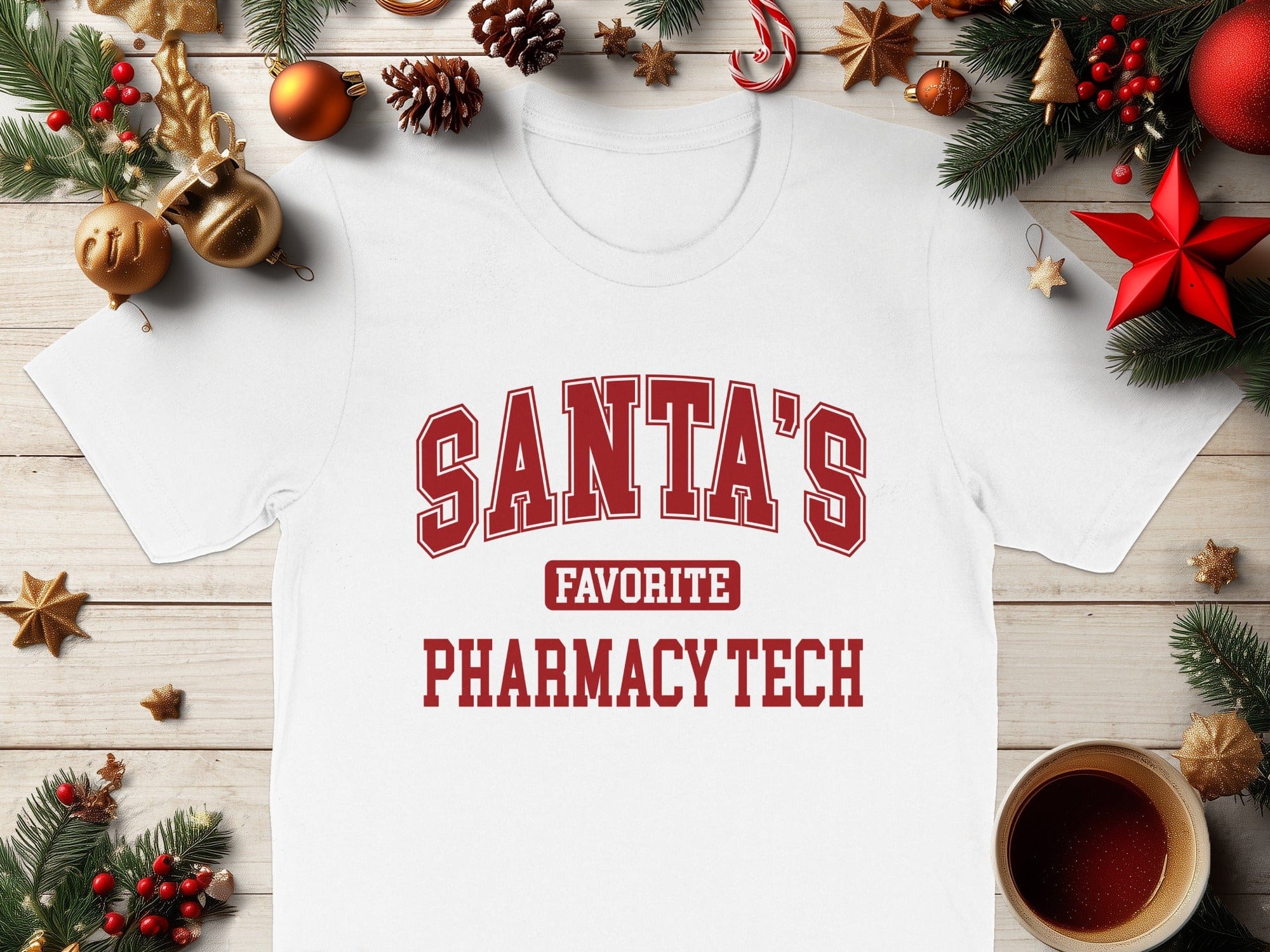 Santa's Favorite Pharmacy Tech Festive Shirt Product
