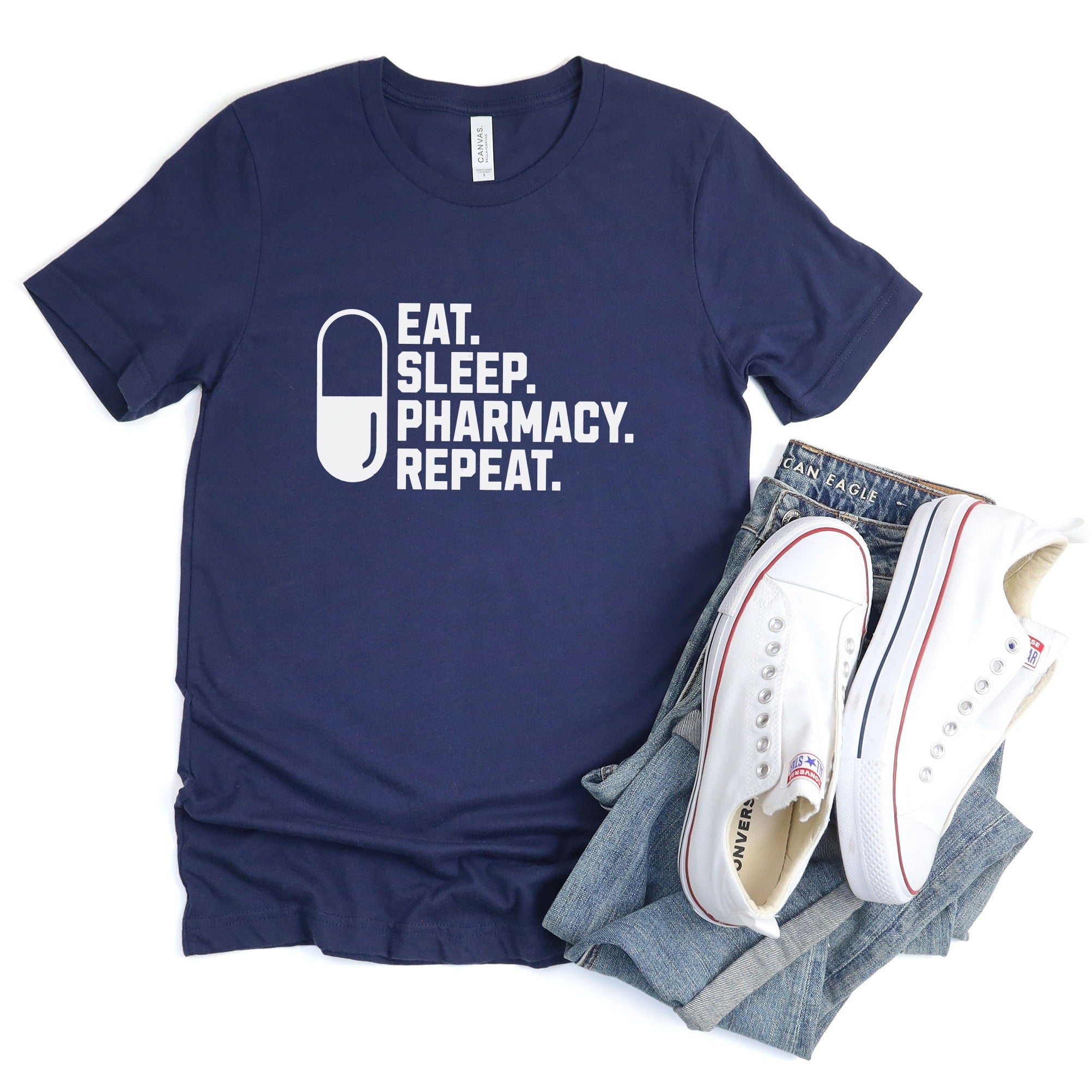 Eat Sleep Pharmacy Repeat Graphic Tee Product