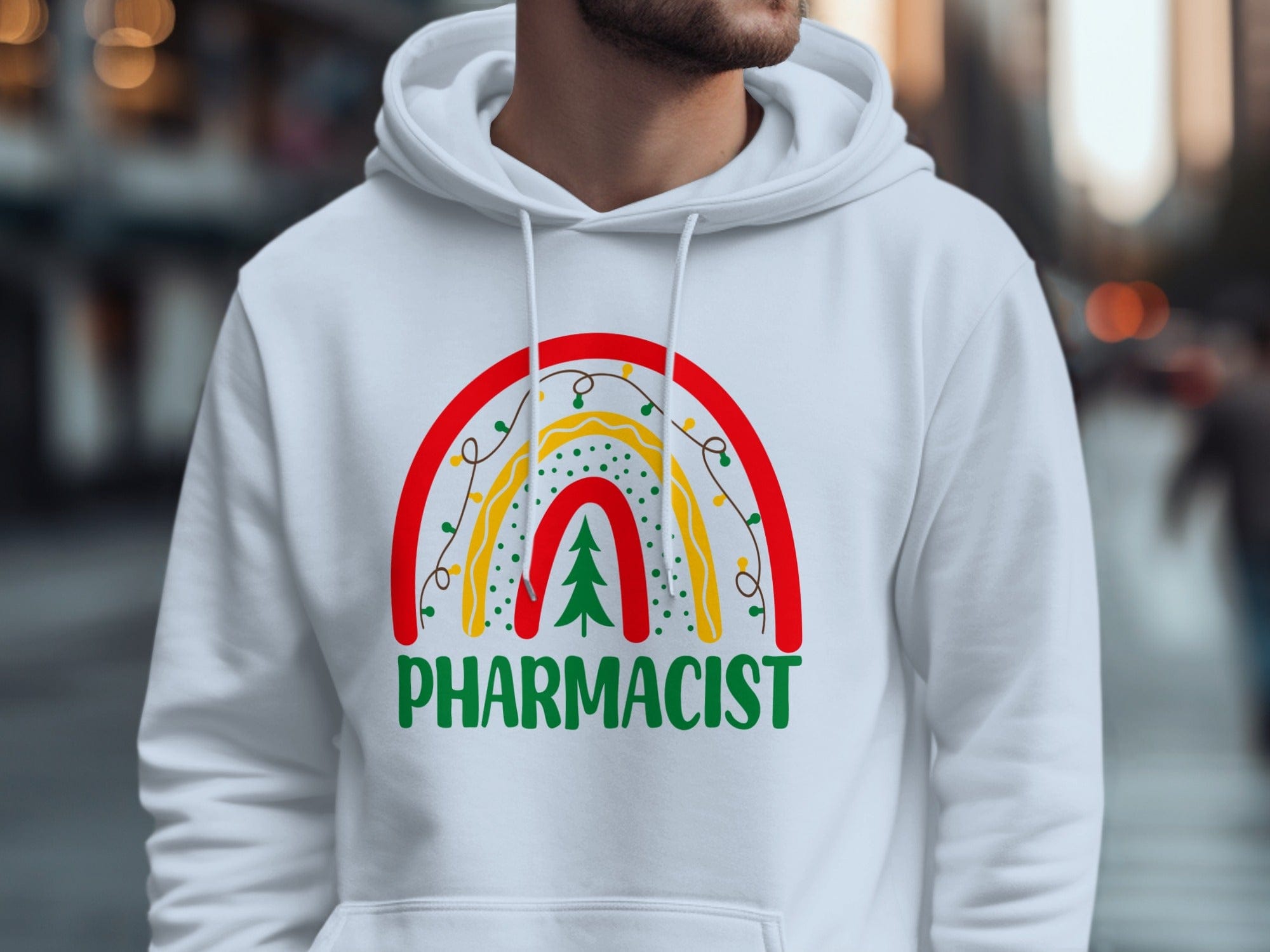Festive Pharmacist Rainbow Hoodie for Holiday Season
