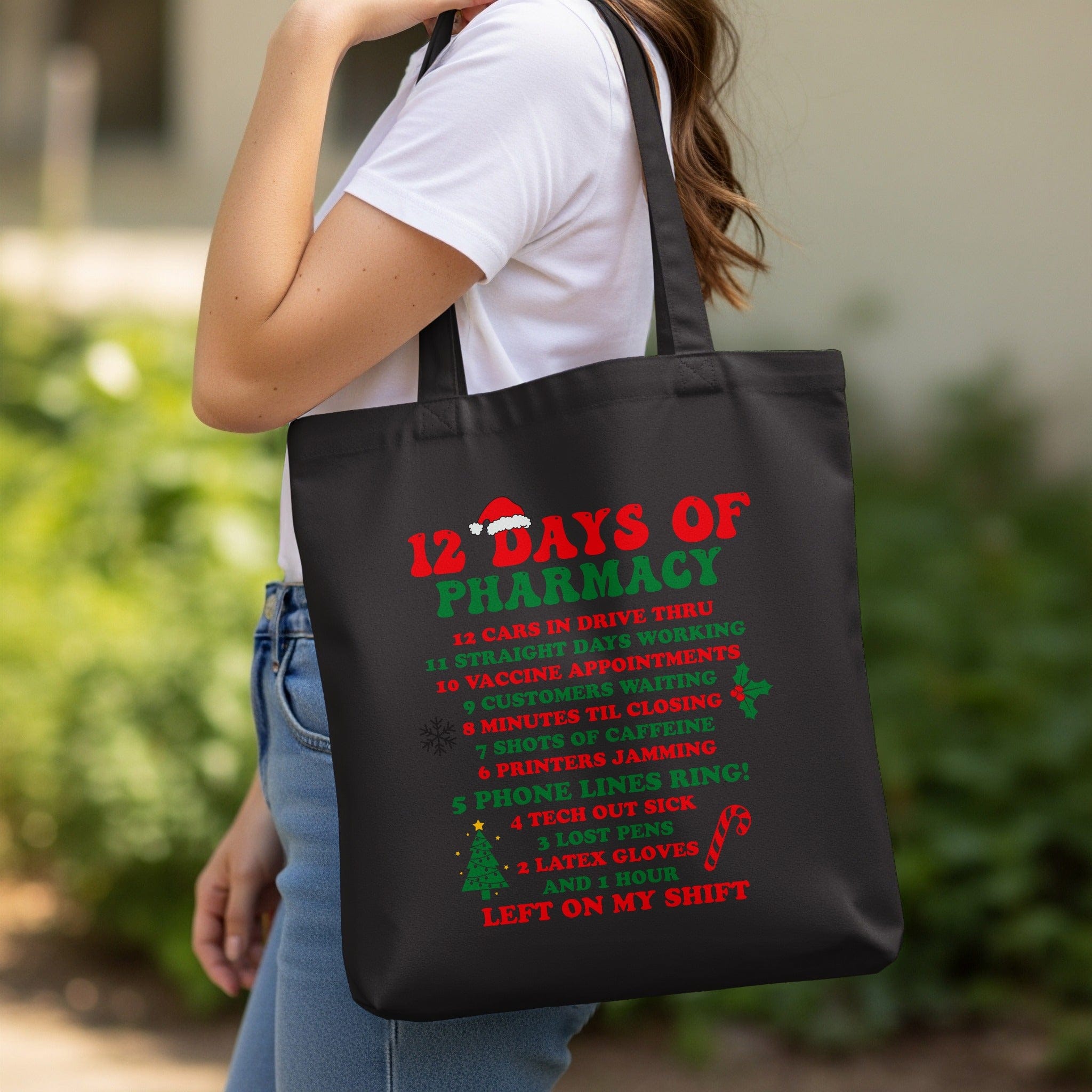 12 Days of Pharmacy Tote Bag with Fun Christmas Theme