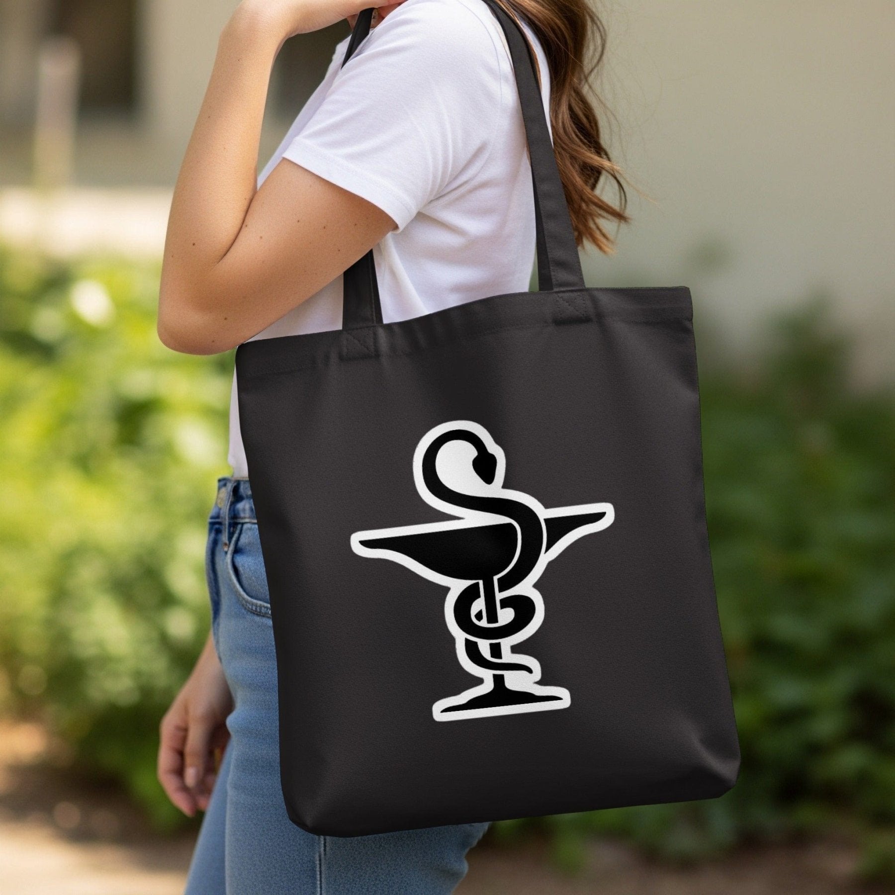 Bowl of Hygieia Pharmacy Symbol Tote Bag - Adverse Reactions - Pharmacy Apparel for Pharmacists, Techs & Students
