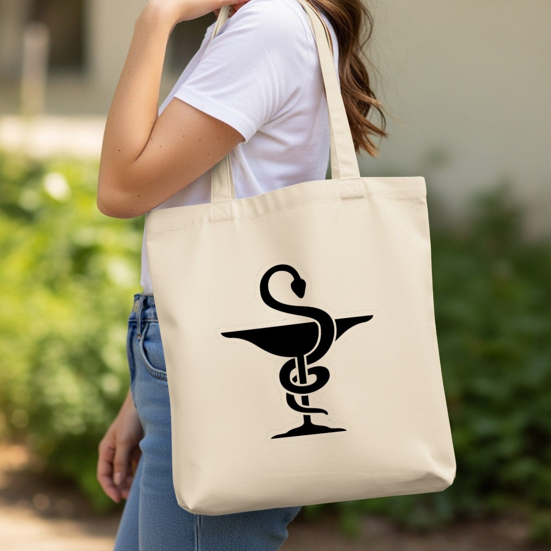 Bowl of Hygieia Pharmacy Symbol Tote Bag - Adverse Reactions - Pharmacy Apparel for Pharmacists, Techs & Students