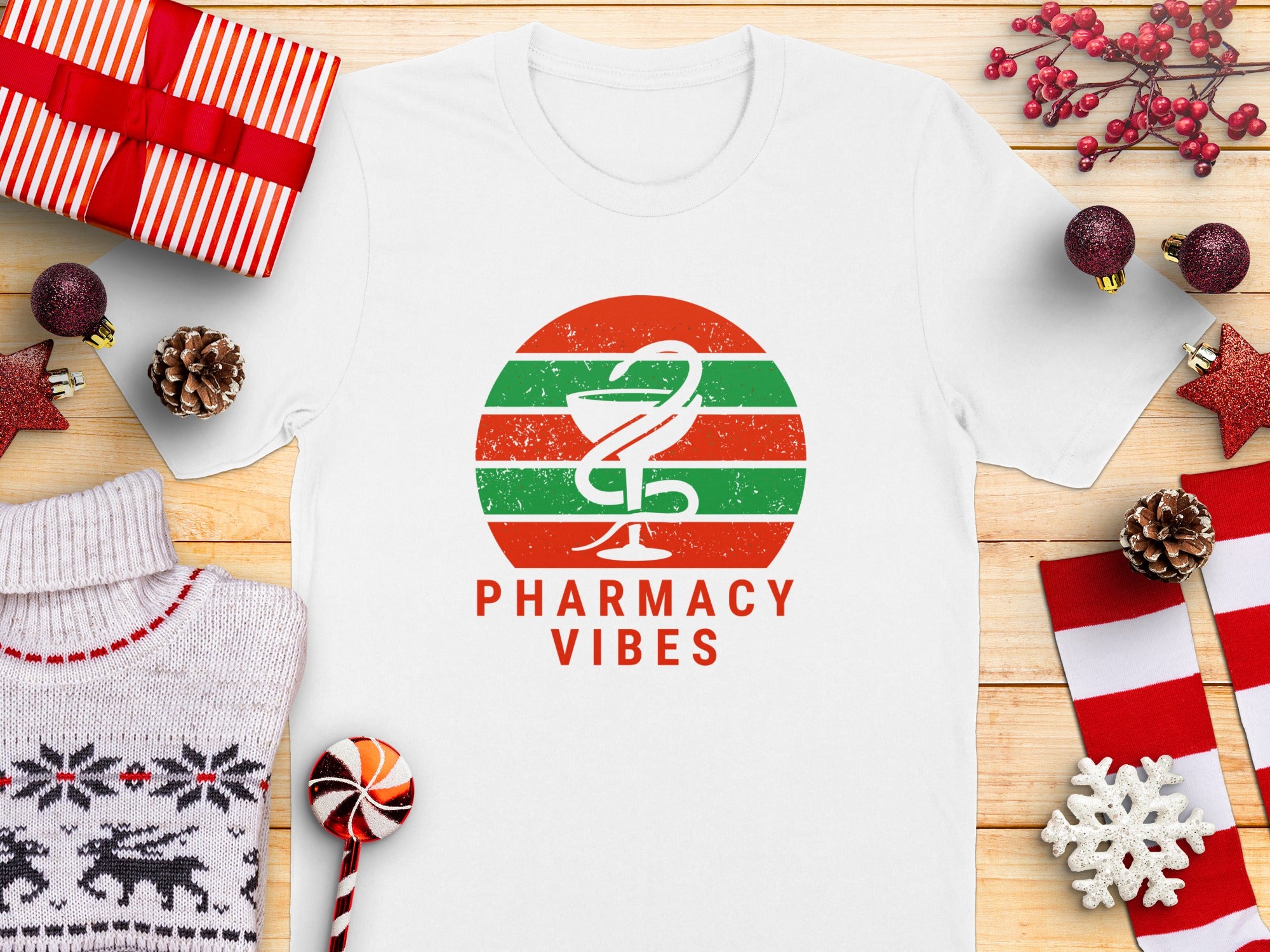 Pharmacy Vibes Festive Holiday Themed T-Shirt product