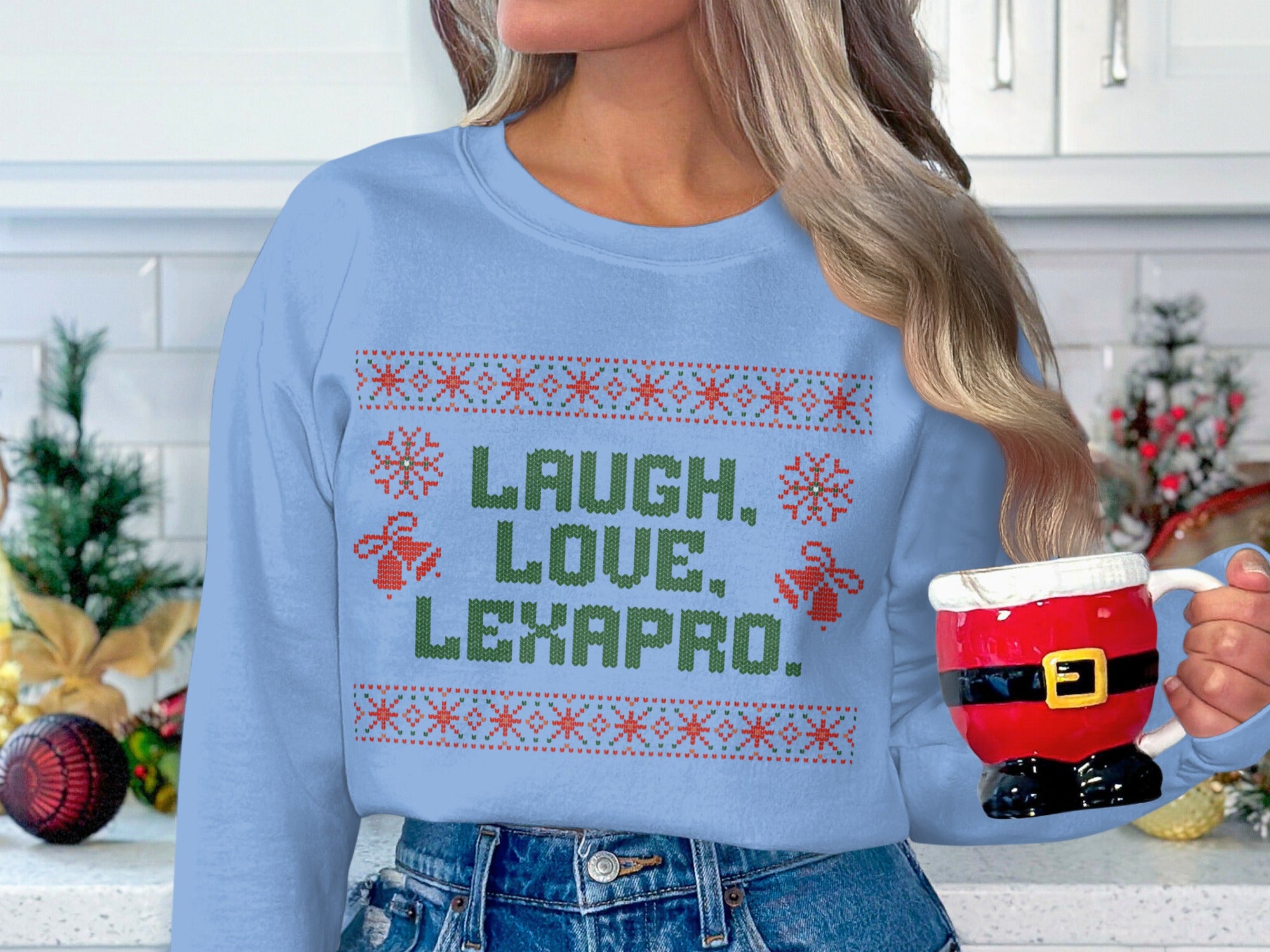 Laugh Love Lexapro Christmas Holiday Sweatshirt Product