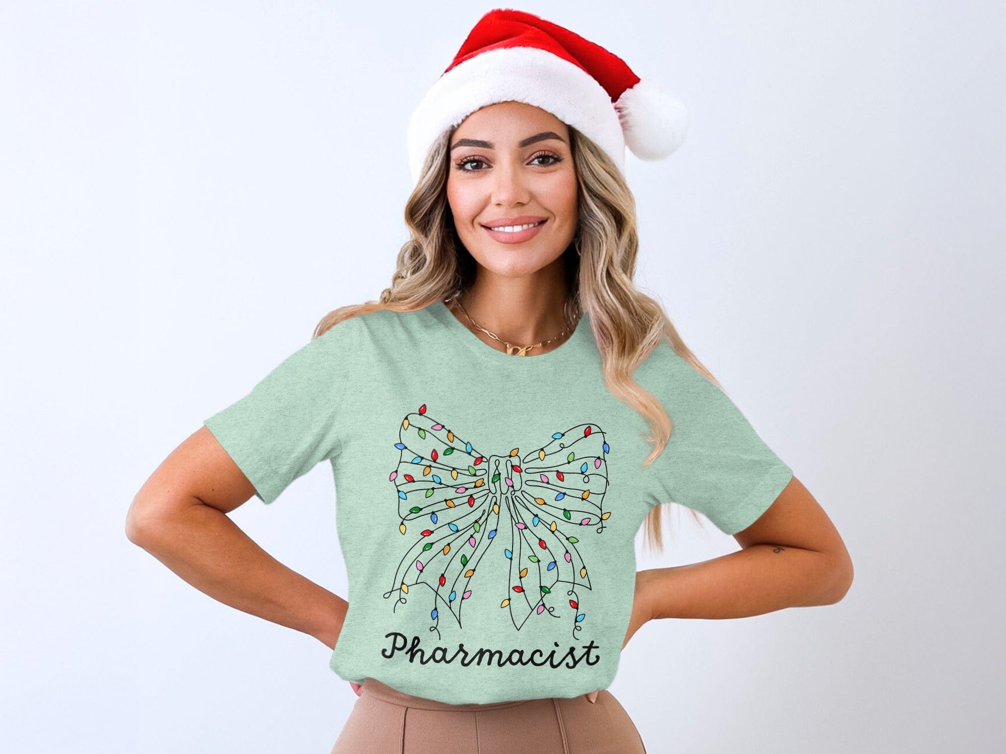 Christmas Lights Decorated Bow Pharmacist Shirt