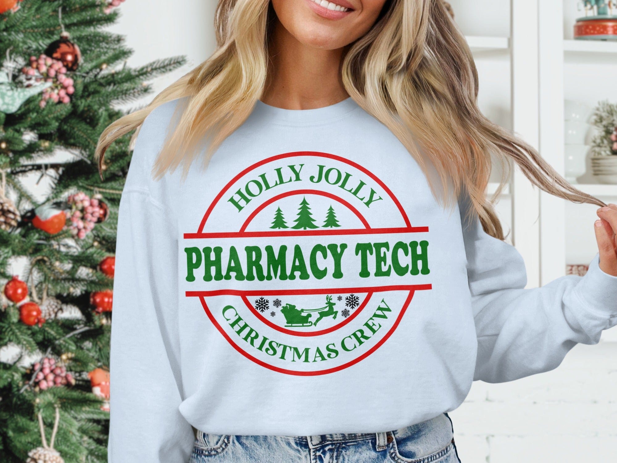 Holly Jolly Pharmacy Tech Christmas Crew sweatshirt