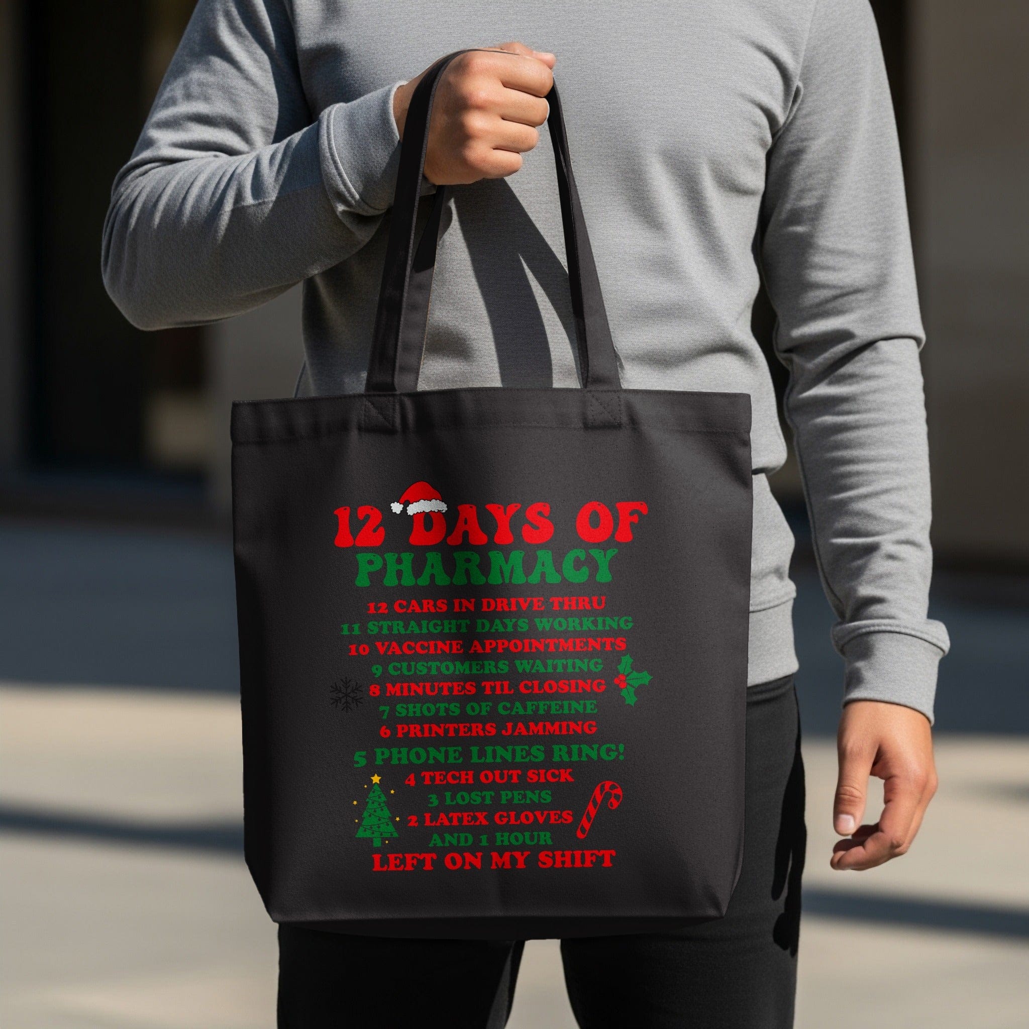 12 Days of Pharmacy Funny Holiday Themed Tote Bag