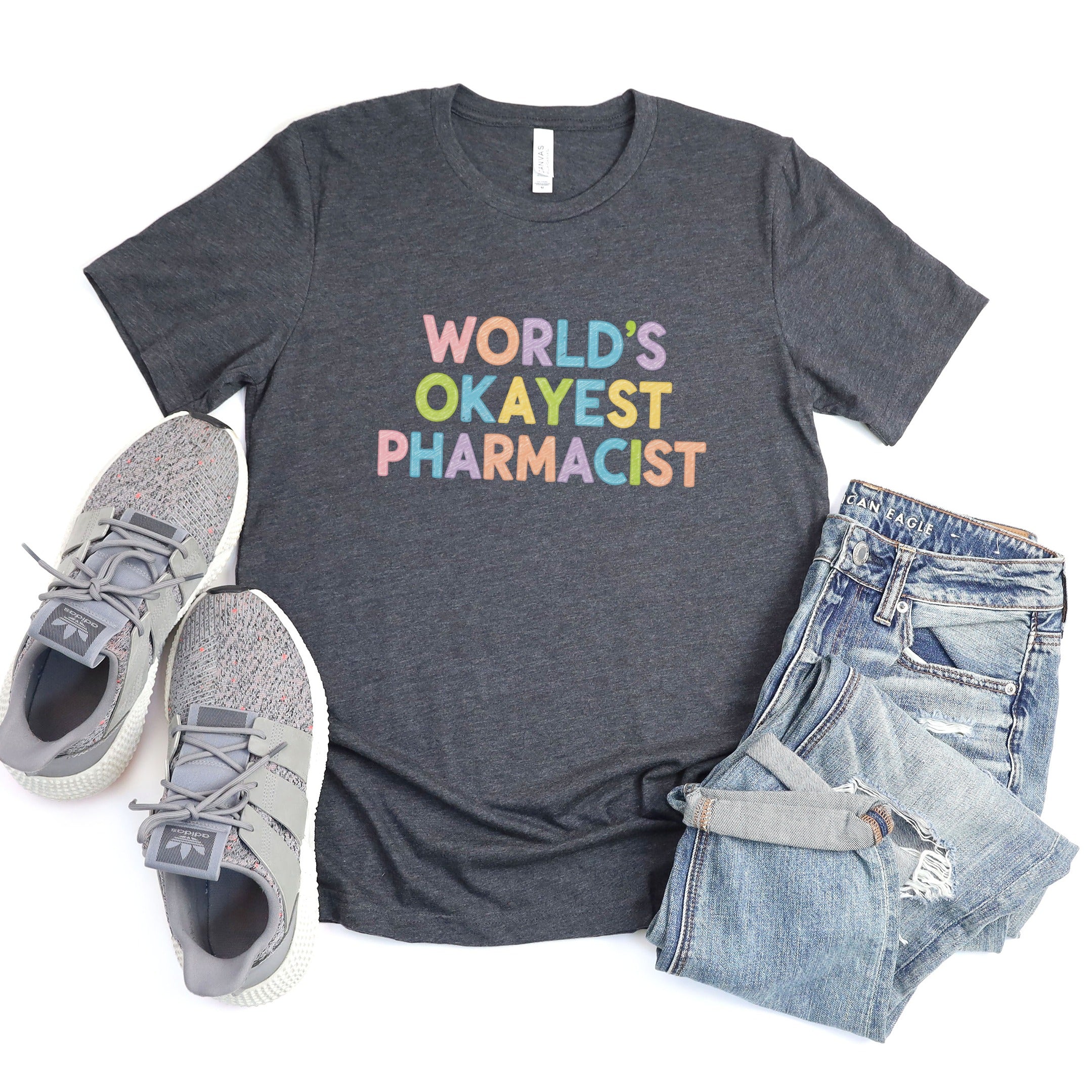 World's Okayest Pharmacist Grey T-Shirt product