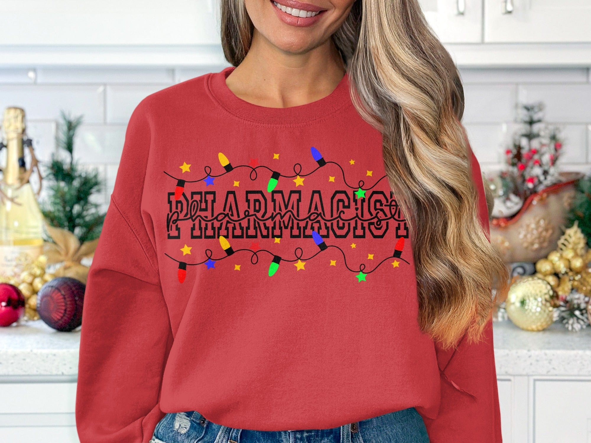 Festive Colorful Pharmacist String Lights Sweatshirt