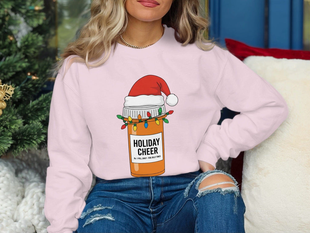 Holiday Cheer Christmas Sweater with Santa Hat Design