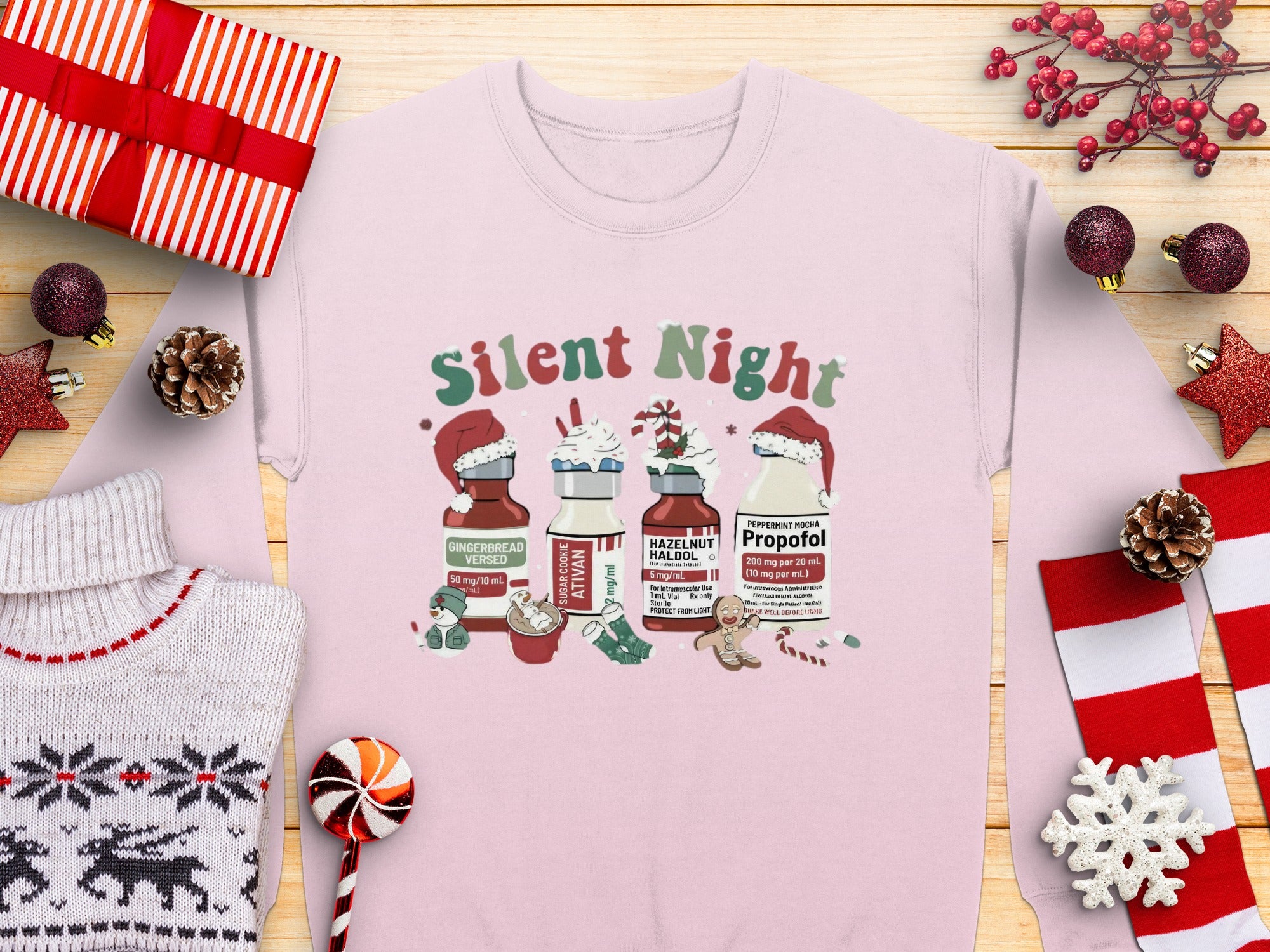 Silent Night Christmas Themed Sweatshirt