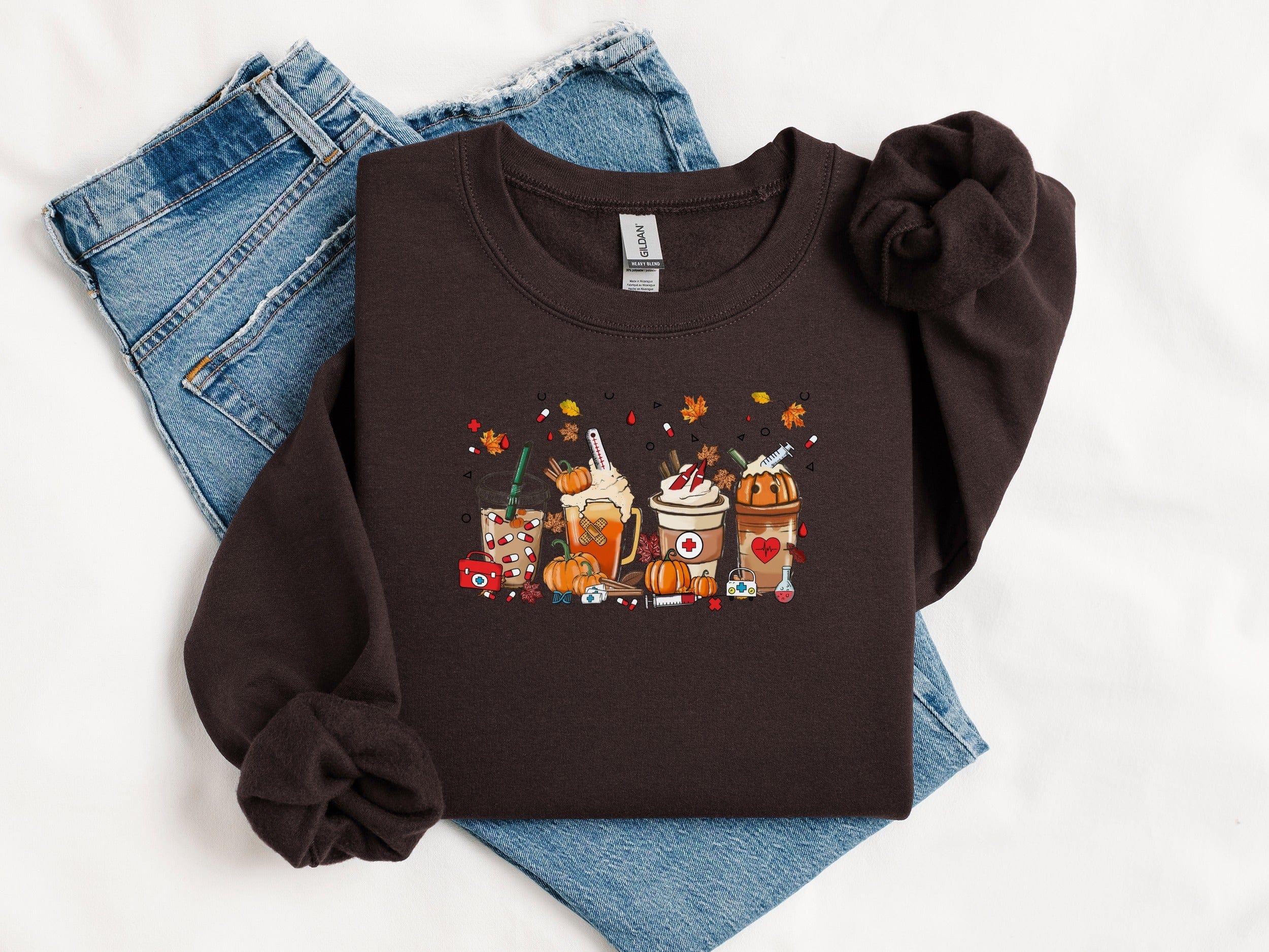 Cute Autumn Fall Drinks Graphic Long Sleeve Top product type