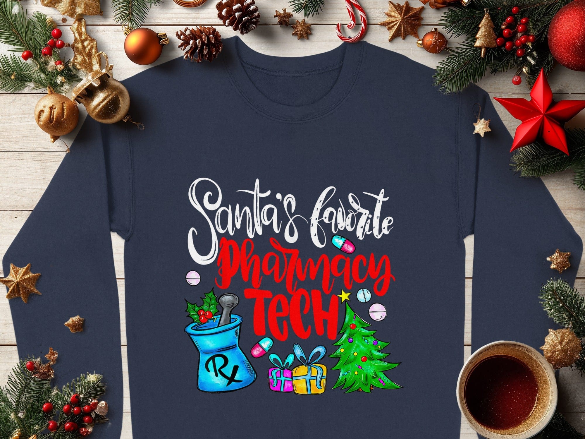 Santa's Favorite Pharmacy Tech Long Sleeve Shirt