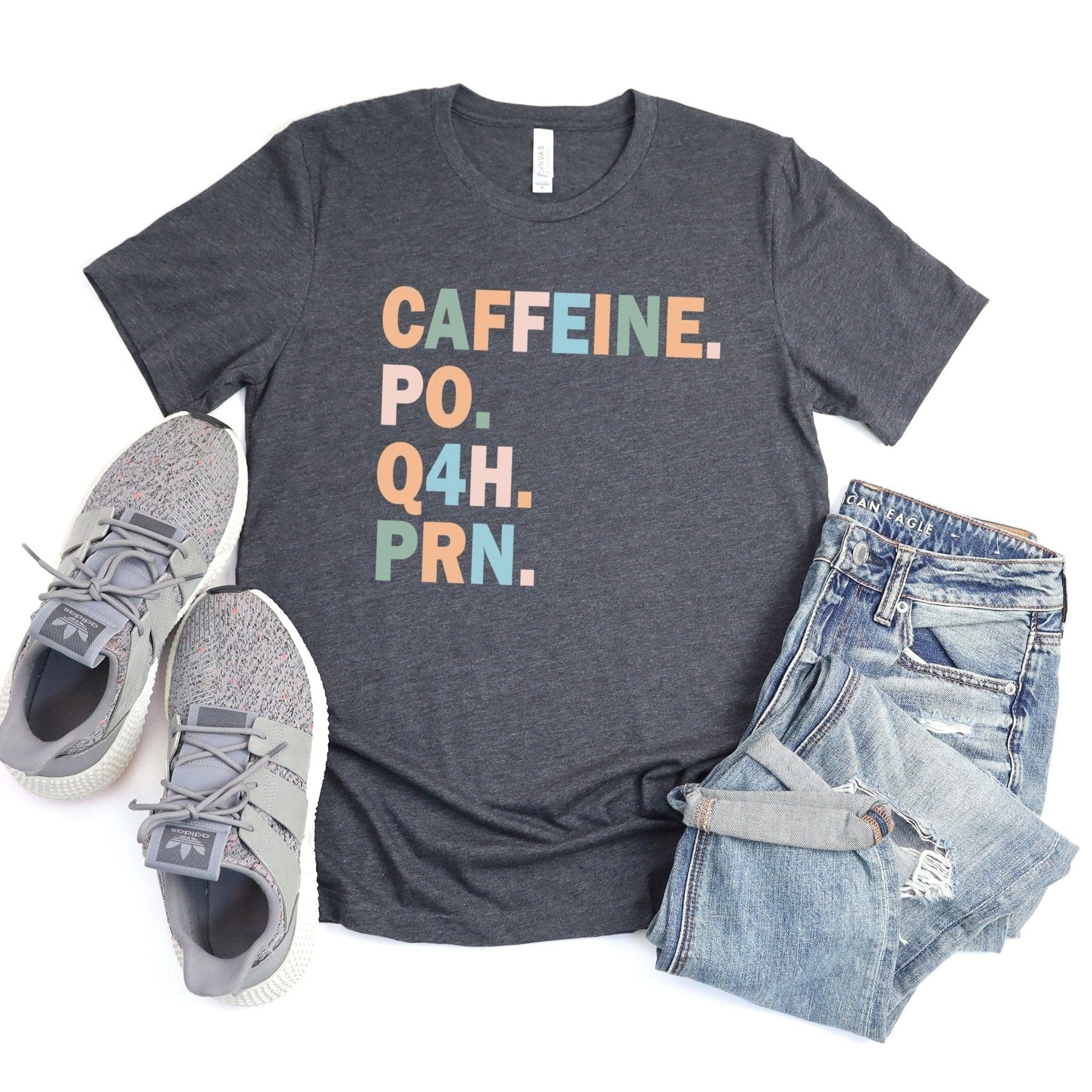 Caffeine PO Q4H PRN Tee - Adverse Reactions - Pharmacy Apparel for Pharmacists, Techs & Students