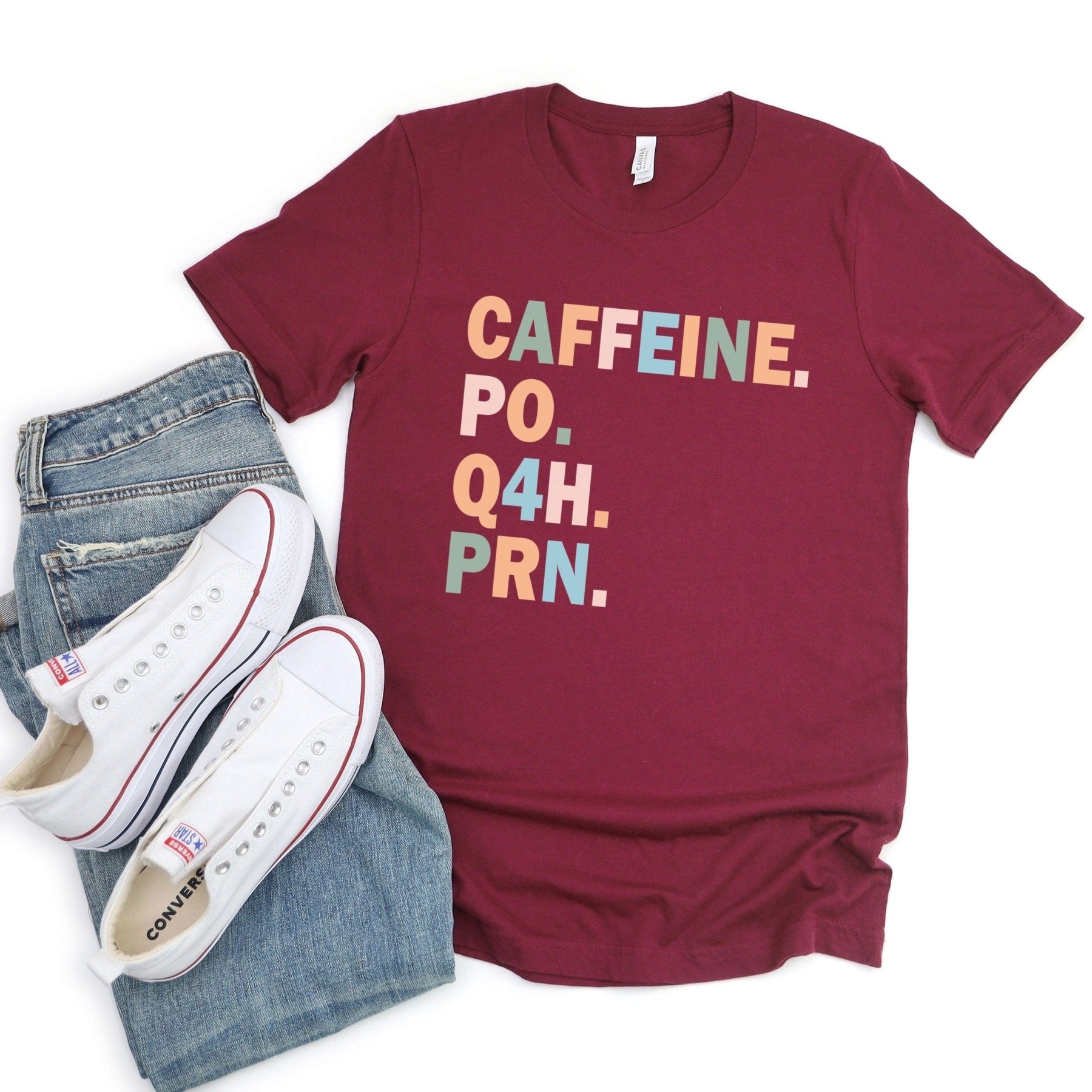 Caffeine PO Q4H PRN Tee - Adverse Reactions - Pharmacy Apparel for Pharmacists, Techs & Students