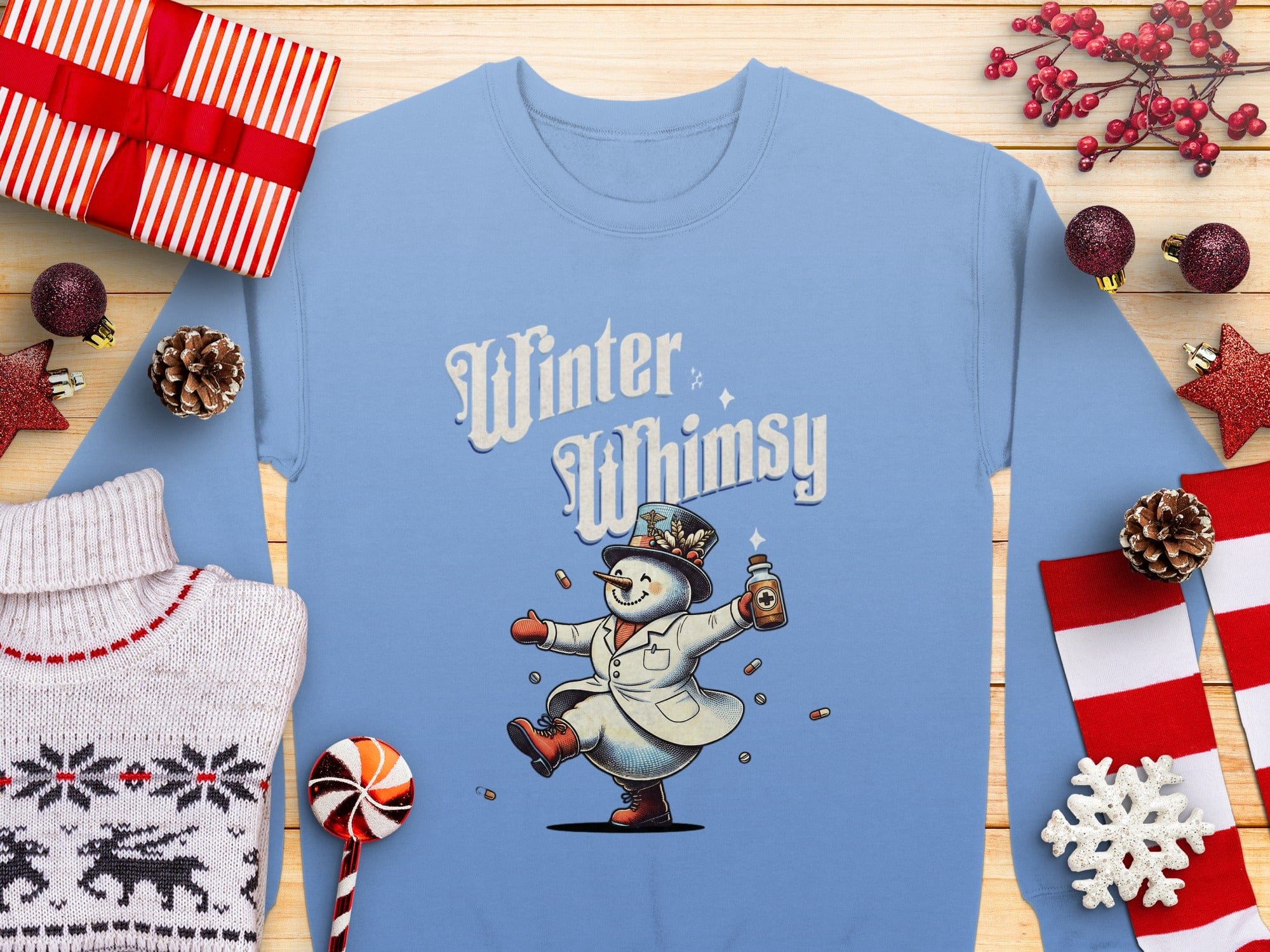Winter Whimsy Snowman Graphic Long Sleeve Shirt