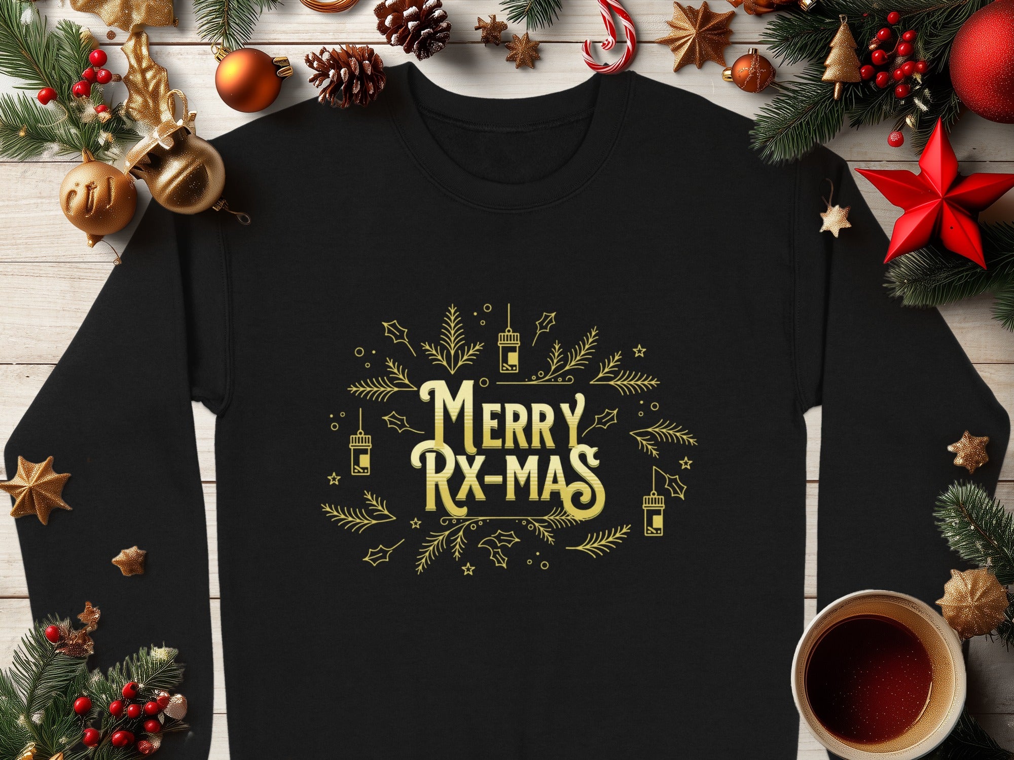 Merry Rx-Mas Long Sleeve with Holiday Decorations