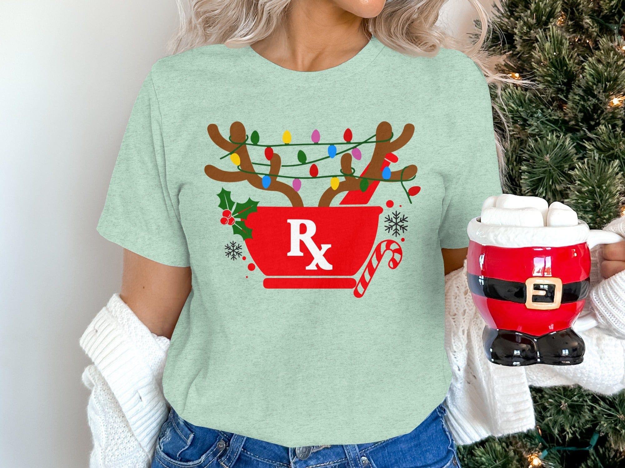 Christmas Reindeer Lights RX Print T-Shirt product type