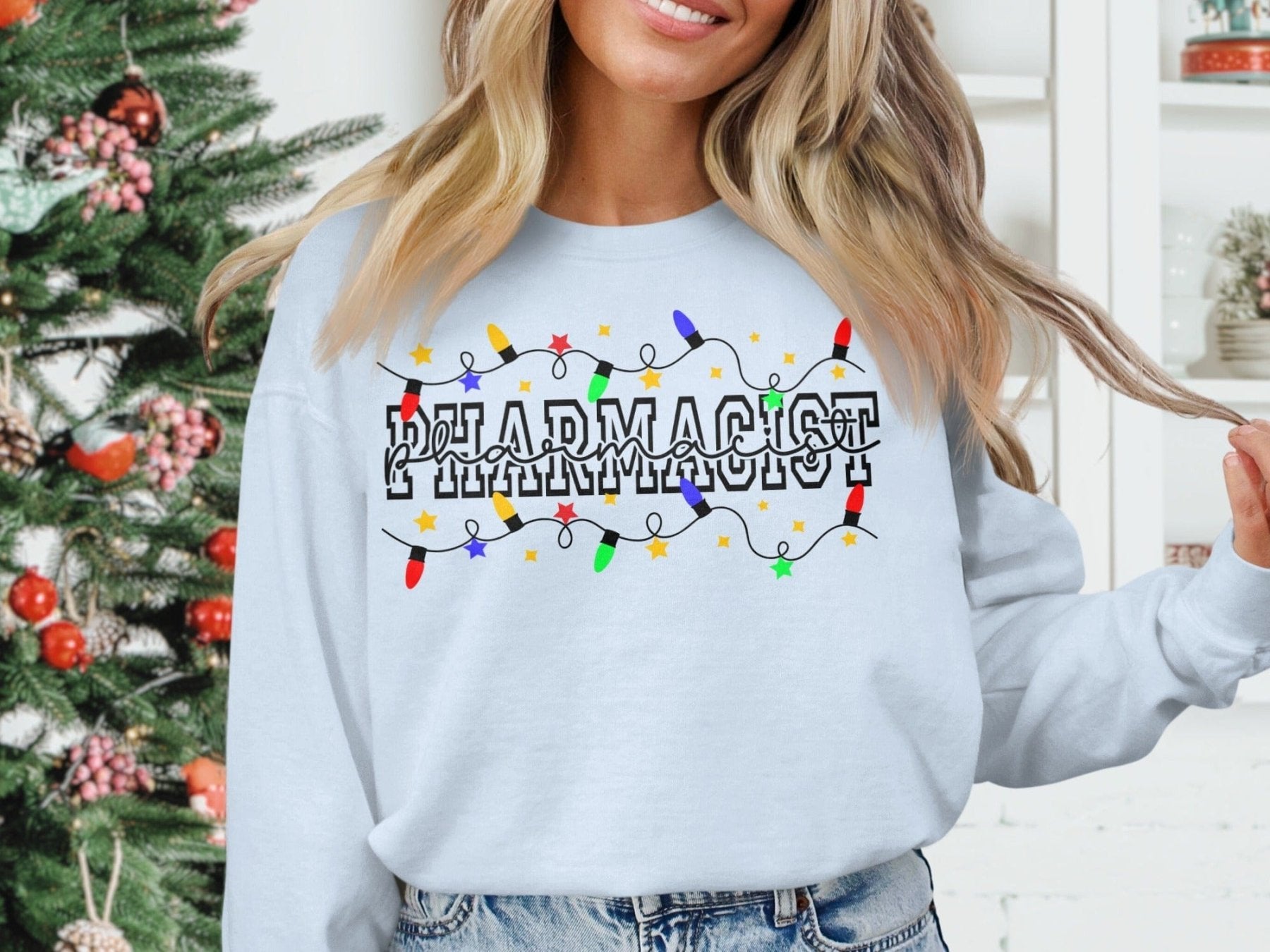 Christmas Lights Pharmacist Sweatshirt - Adverse Reactions - Pharmacy Apparel for Pharmacists, Techs & Students