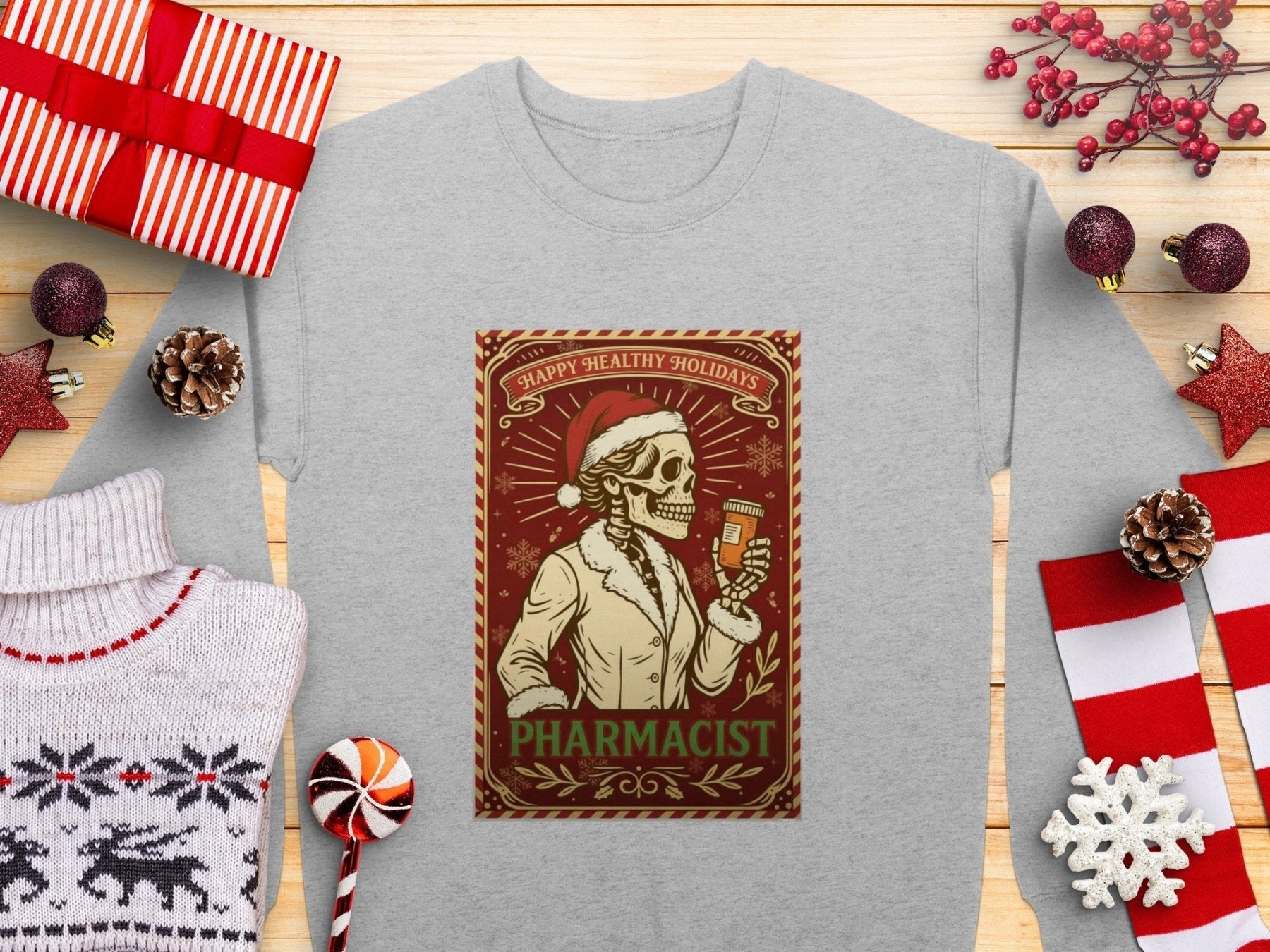 Christmas Pharmacist Tarot Card Sweatshirt - Pharmacy Apparel for Pharmacists, Techs & Students