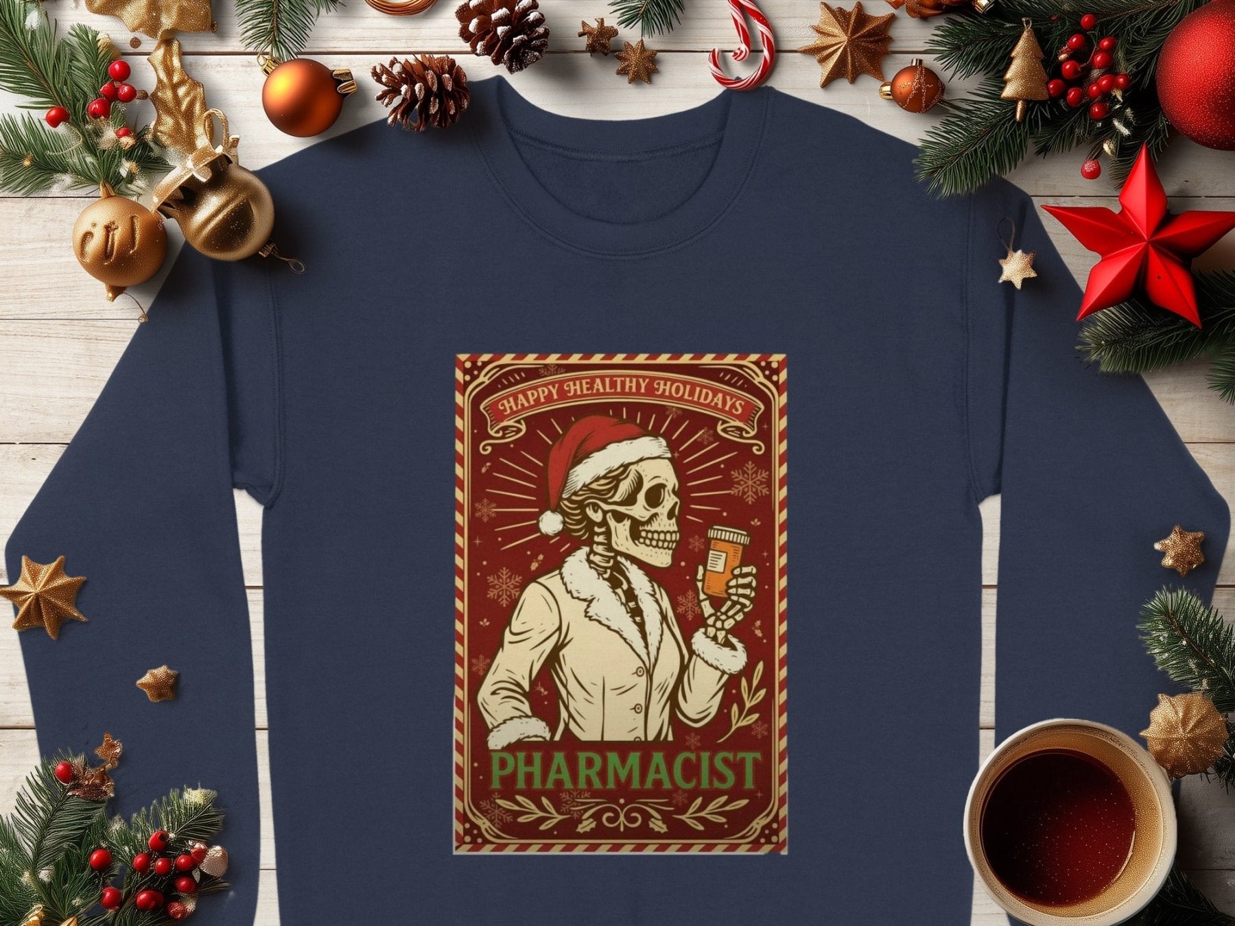 Christmas Pharmacist Tarot Card Sweatshirt - Pharmacy Apparel for Pharmacists, Techs & Students