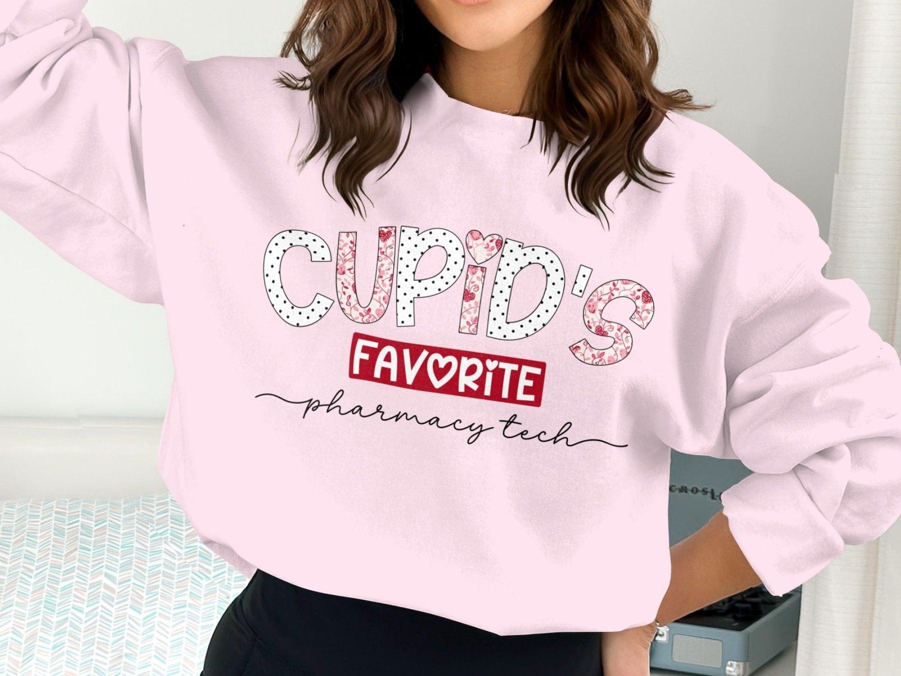 Cupid’s Favorite Pharmacy Tech Sweatshirt & Hoodie v2 - Pharmacy Apparel for Pharmacists, Techs & Students