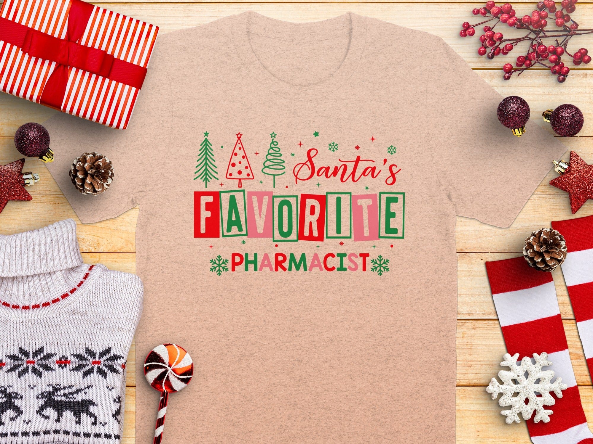 Santa's Favorite Pharmacist Holiday T-Shirt product