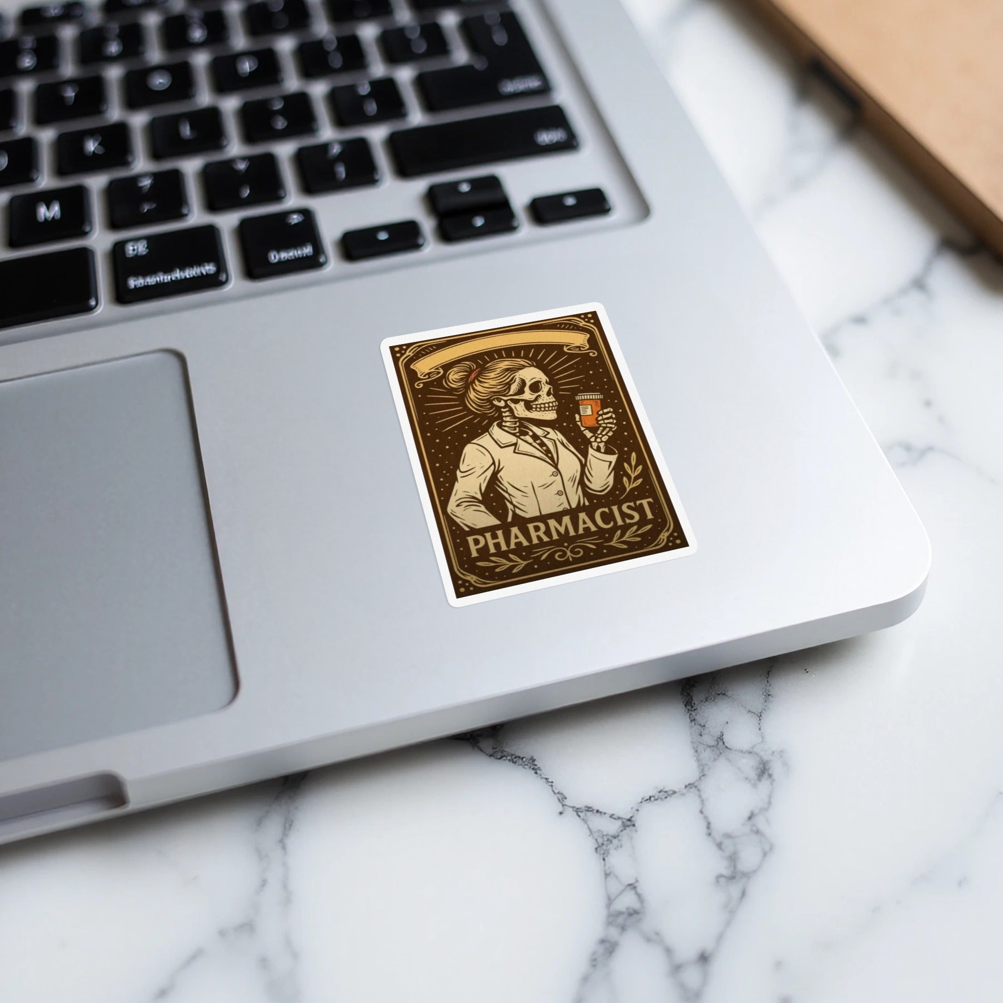 Vintage Pharmacist Skeleton Illustration Sticker product