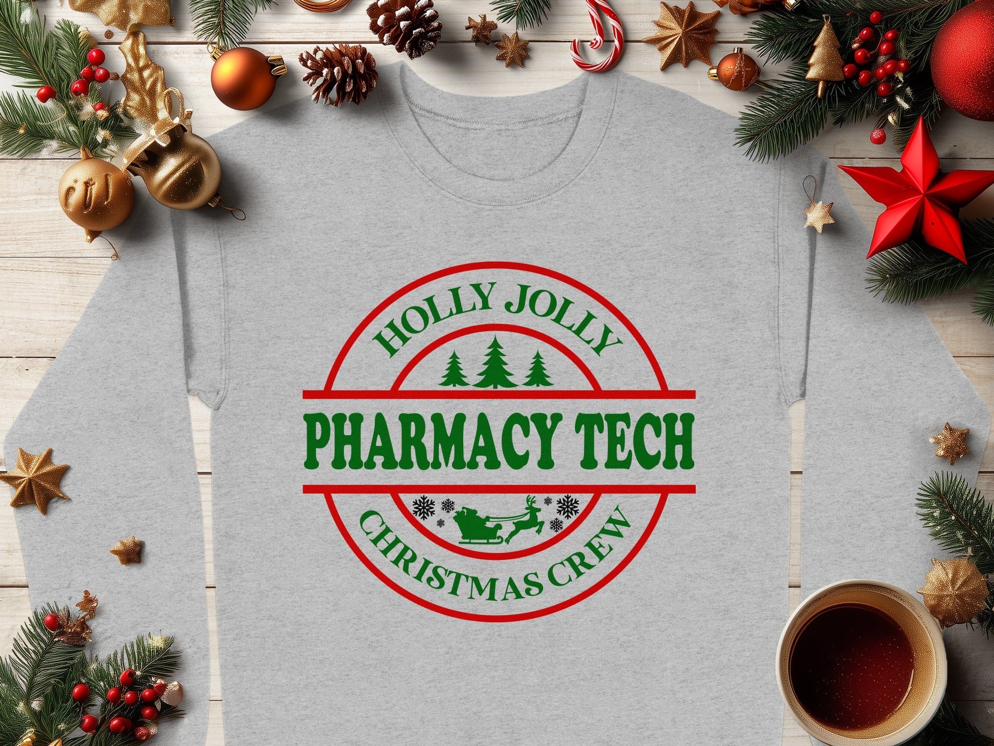 Holly Jolly Pharmacy Tech Christmas Crew Shirt