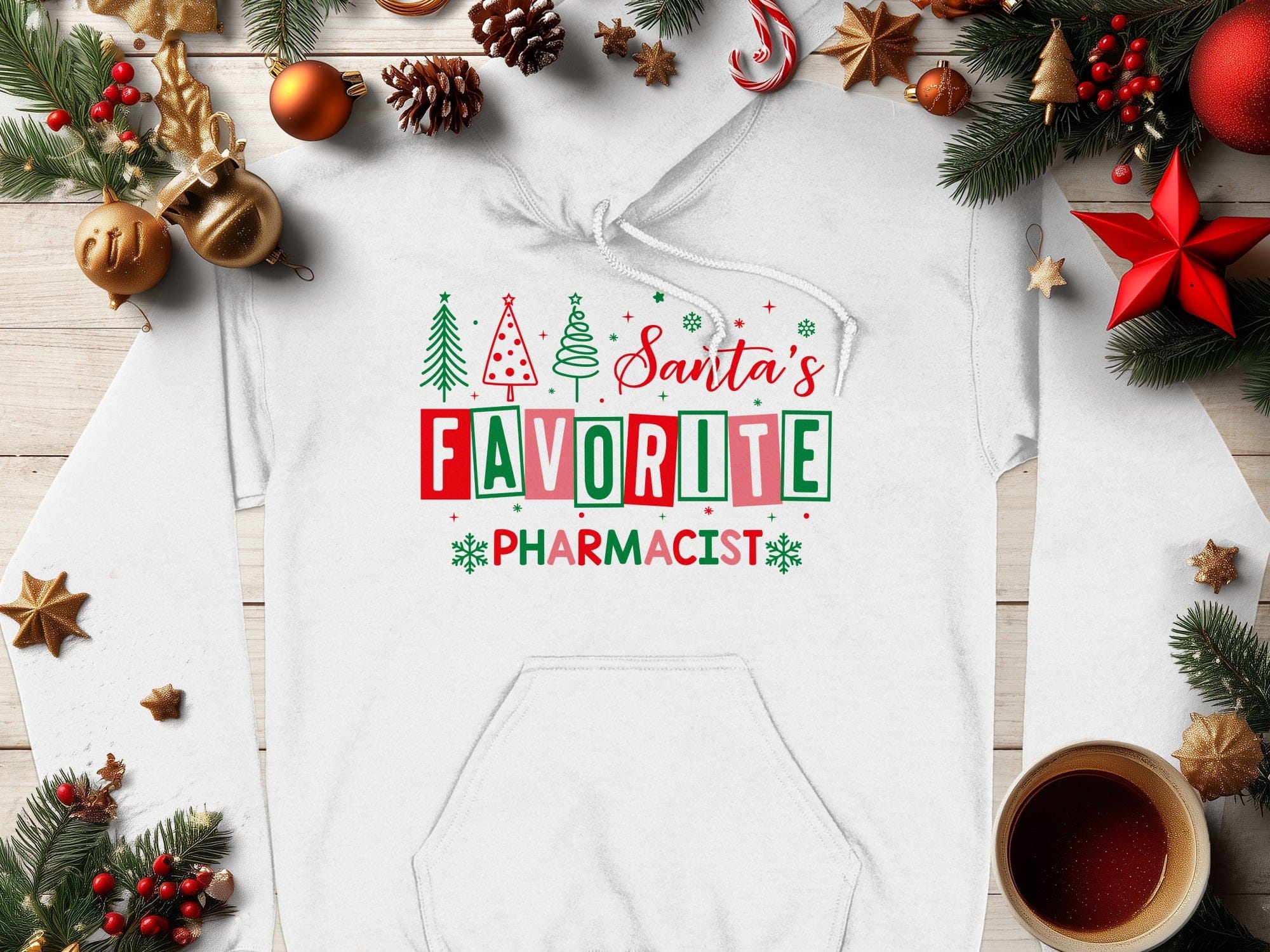 Santa's Favorite Pharmacist Festive Hoodie Christmas