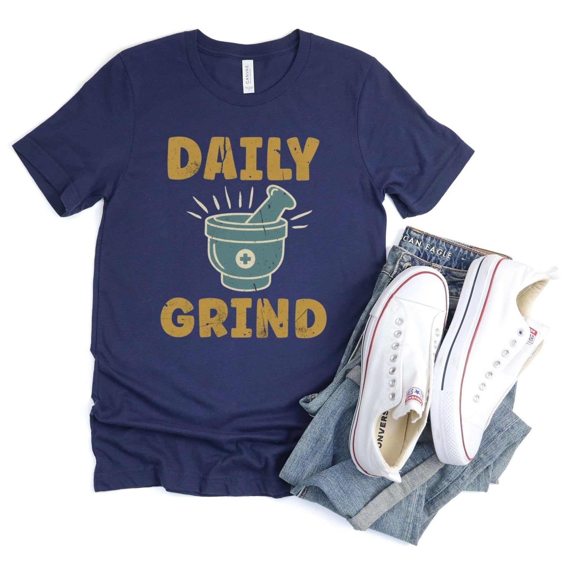 Daily Grind Tee - Adverse Reactions - Pharmacy Apparel for Pharmacists, Techs & Students