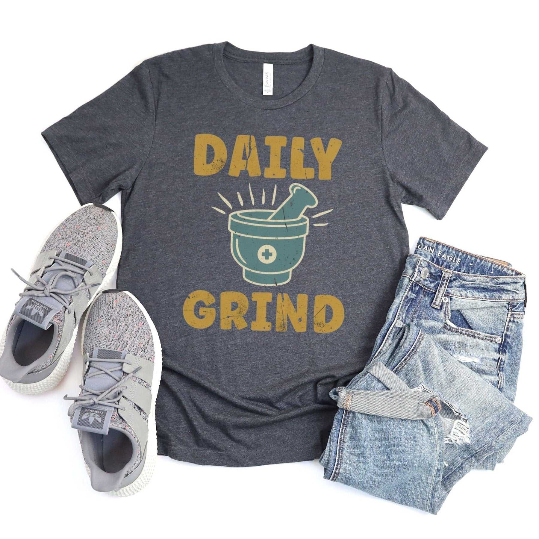 Daily Grind Tee - Adverse Reactions - Pharmacy Apparel for Pharmacists, Techs & Students