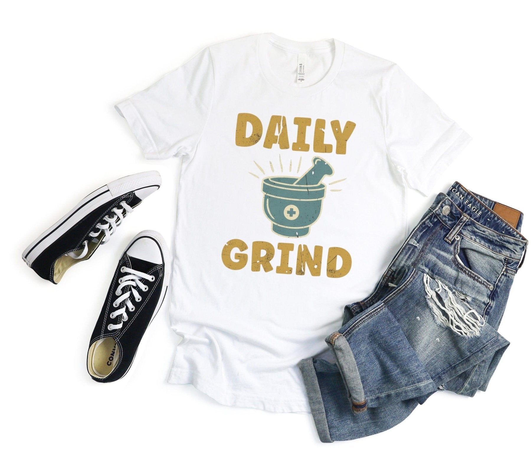Daily Grind Tee - Adverse Reactions - Pharmacy Apparel for Pharmacists, Techs & Students