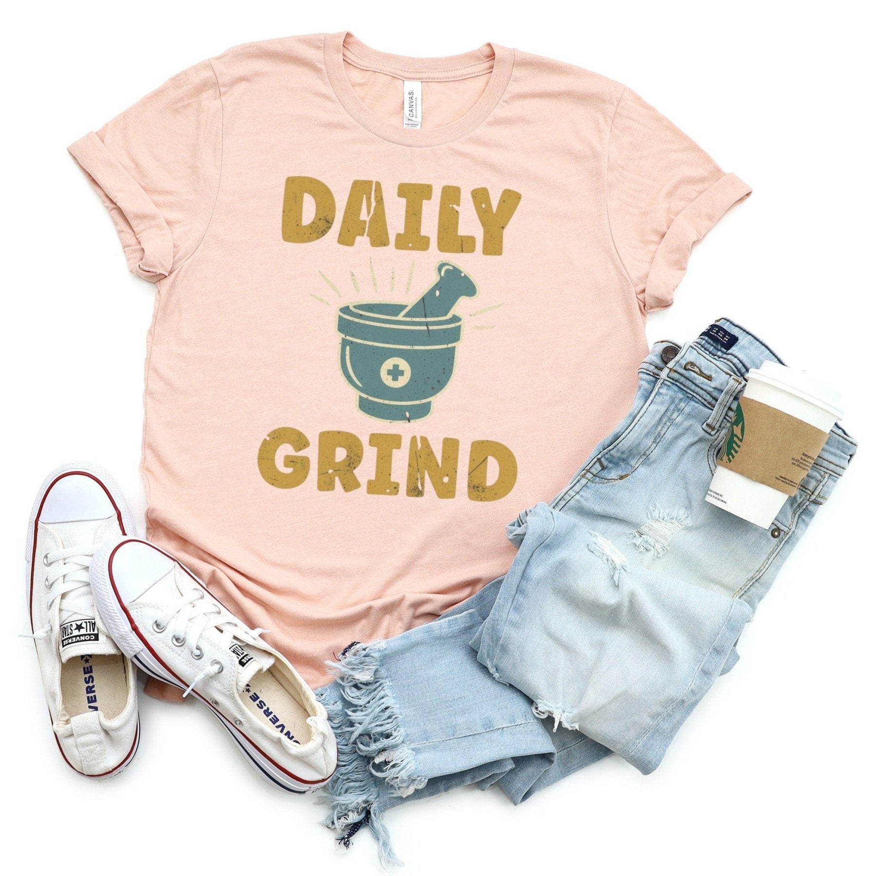 Daily Grind Tee - Adverse Reactions - Pharmacy Apparel for Pharmacists, Techs & Students