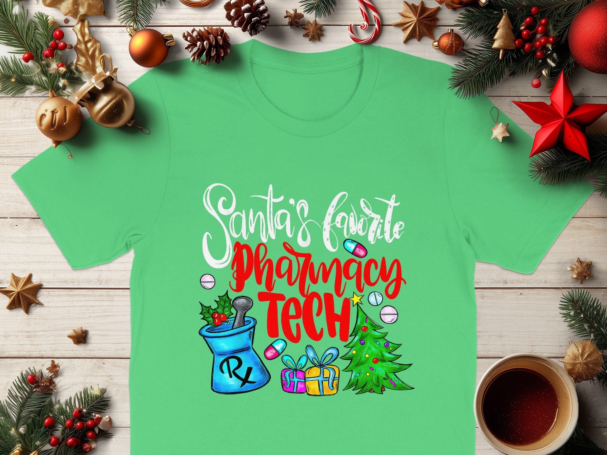 Santa's Favorite Pharmacy Tech Tee Christmas Shirt