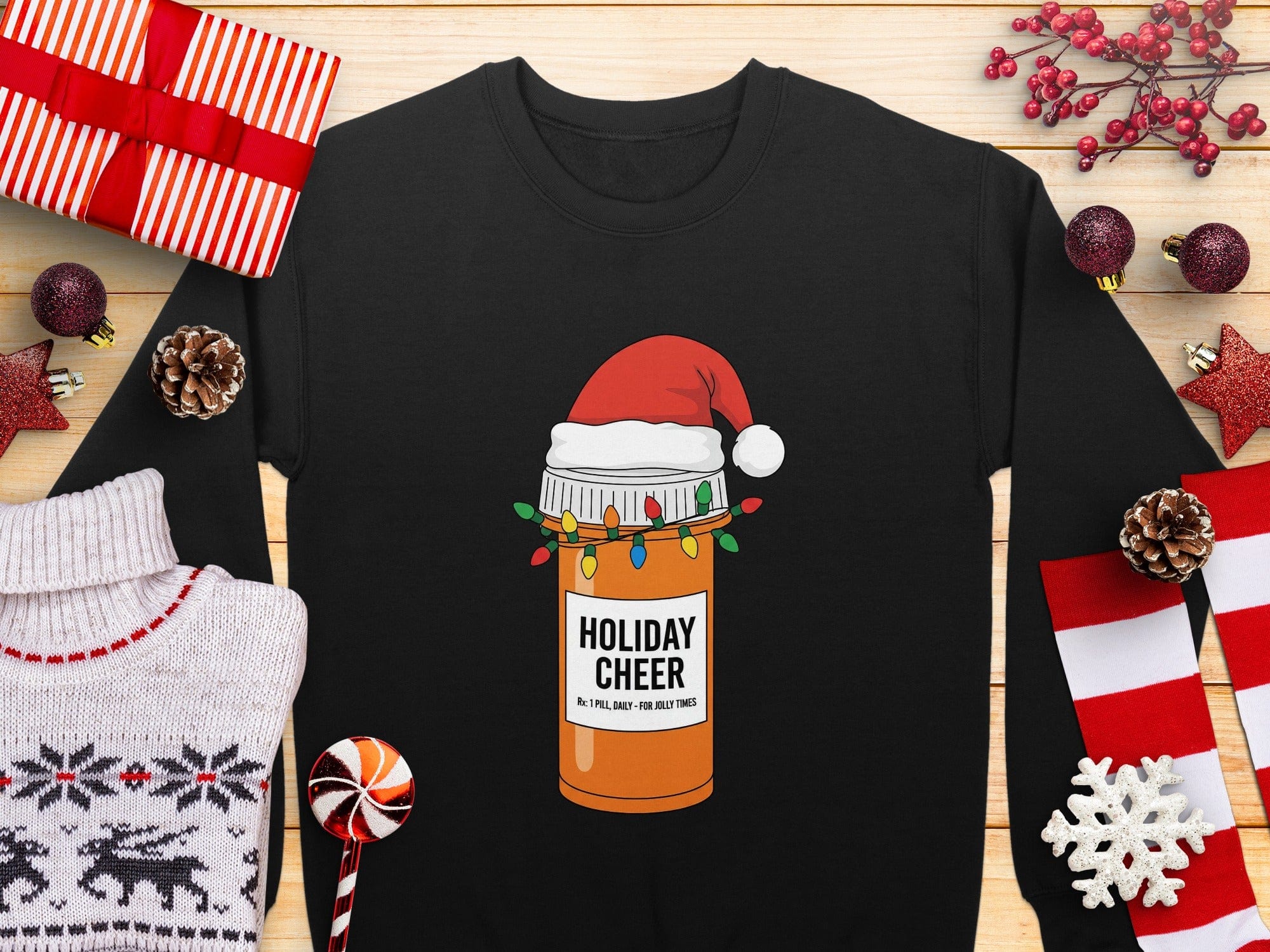 Holiday Cheer Santa Hat Christmas Long Sleeve Shirt