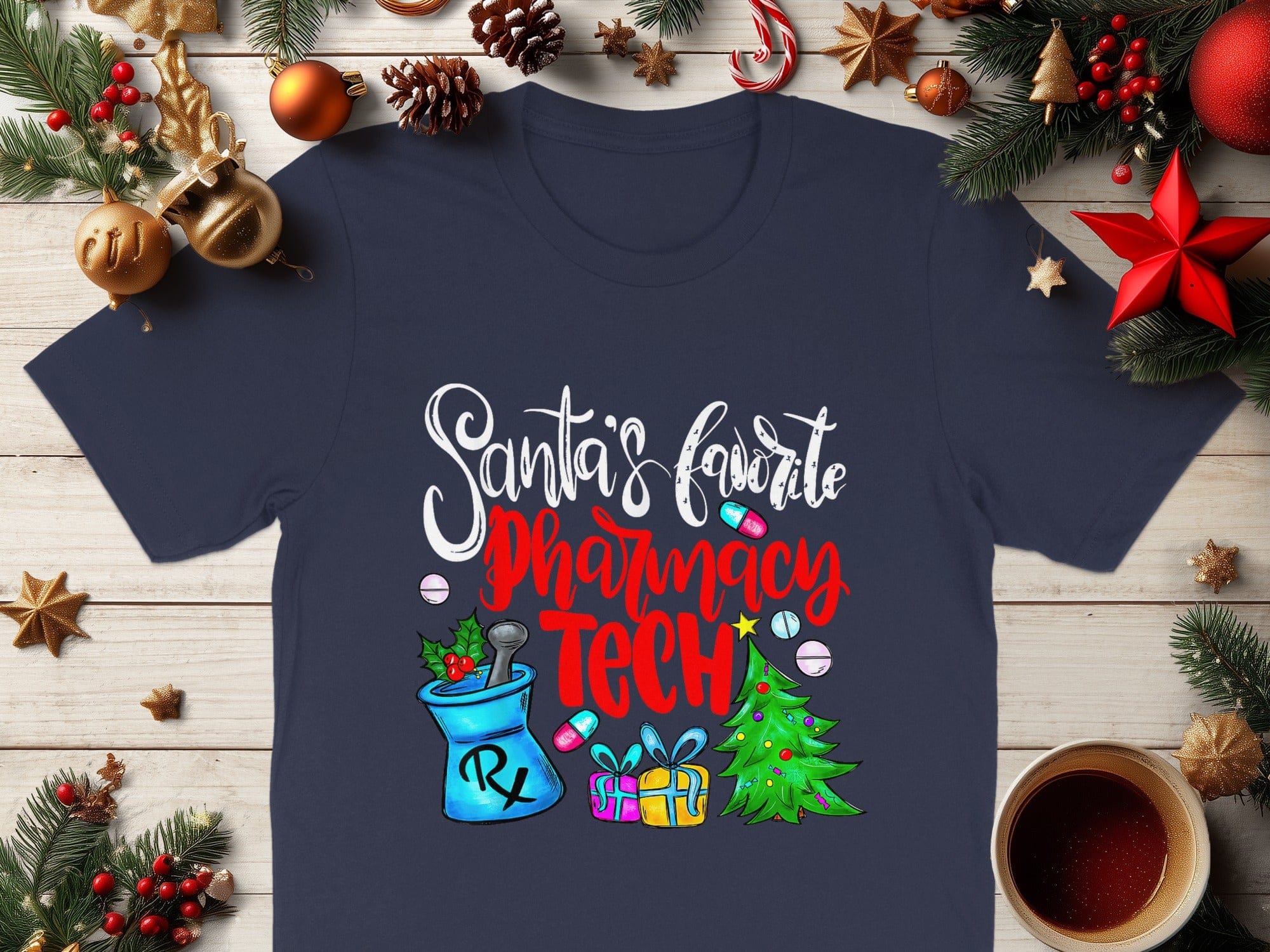 Santa's Favorite Pharmacy Tech Christmas Shirt