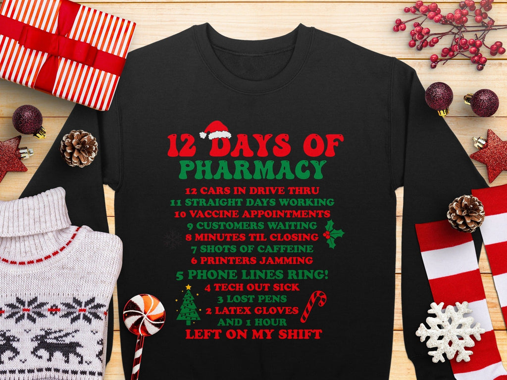 Festive 12 Days of Pharmacy Holiday Themed Shirt