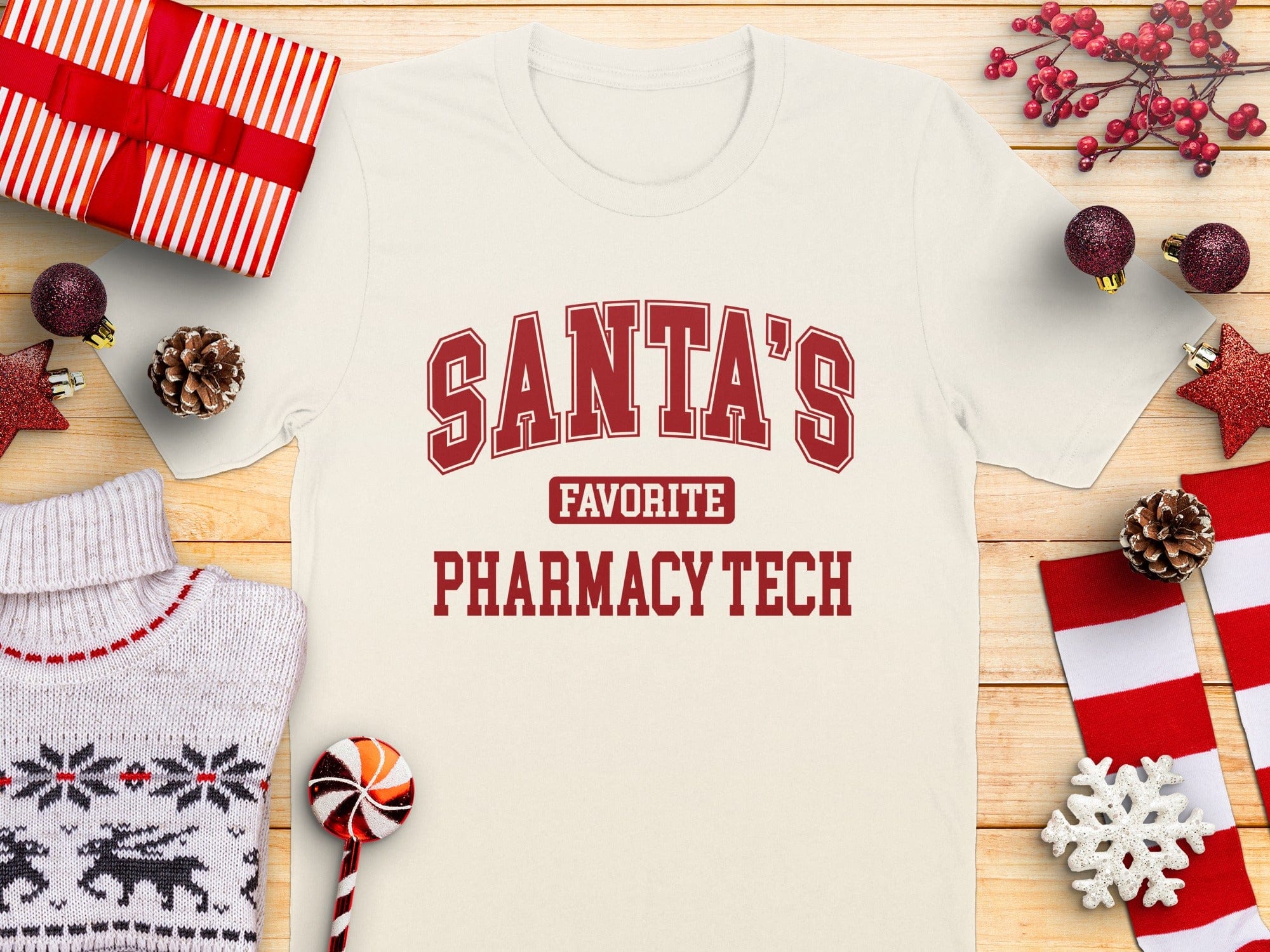 Santa's Favorite Pharmacy Tech Christmas Shirt product type