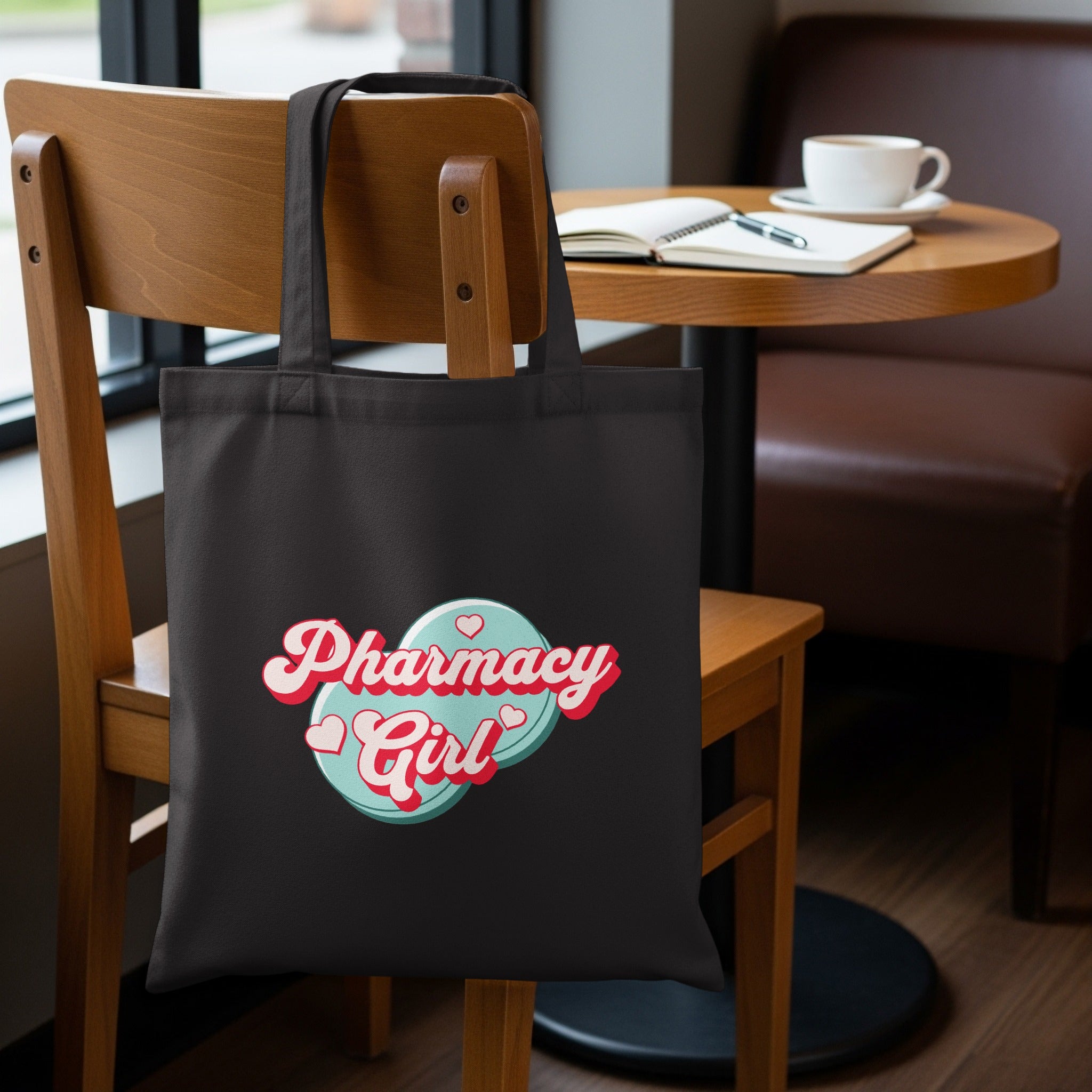 Pharmacy Girl Design on Black Tote Bag product