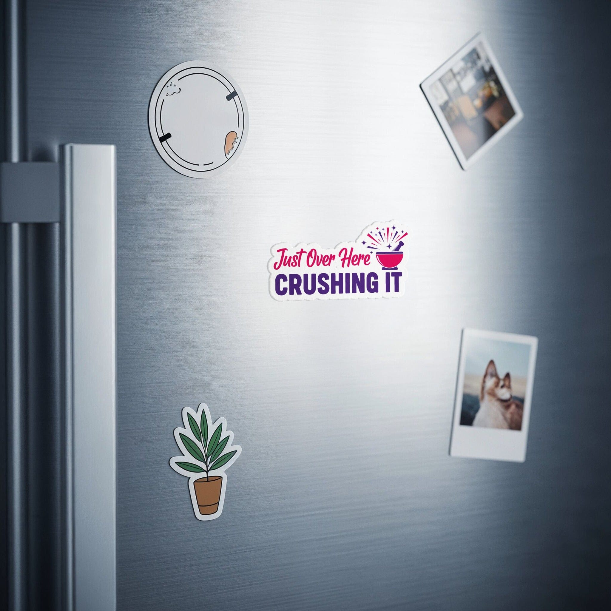 Just Over Here Crushing It Inspirational Magnet product
