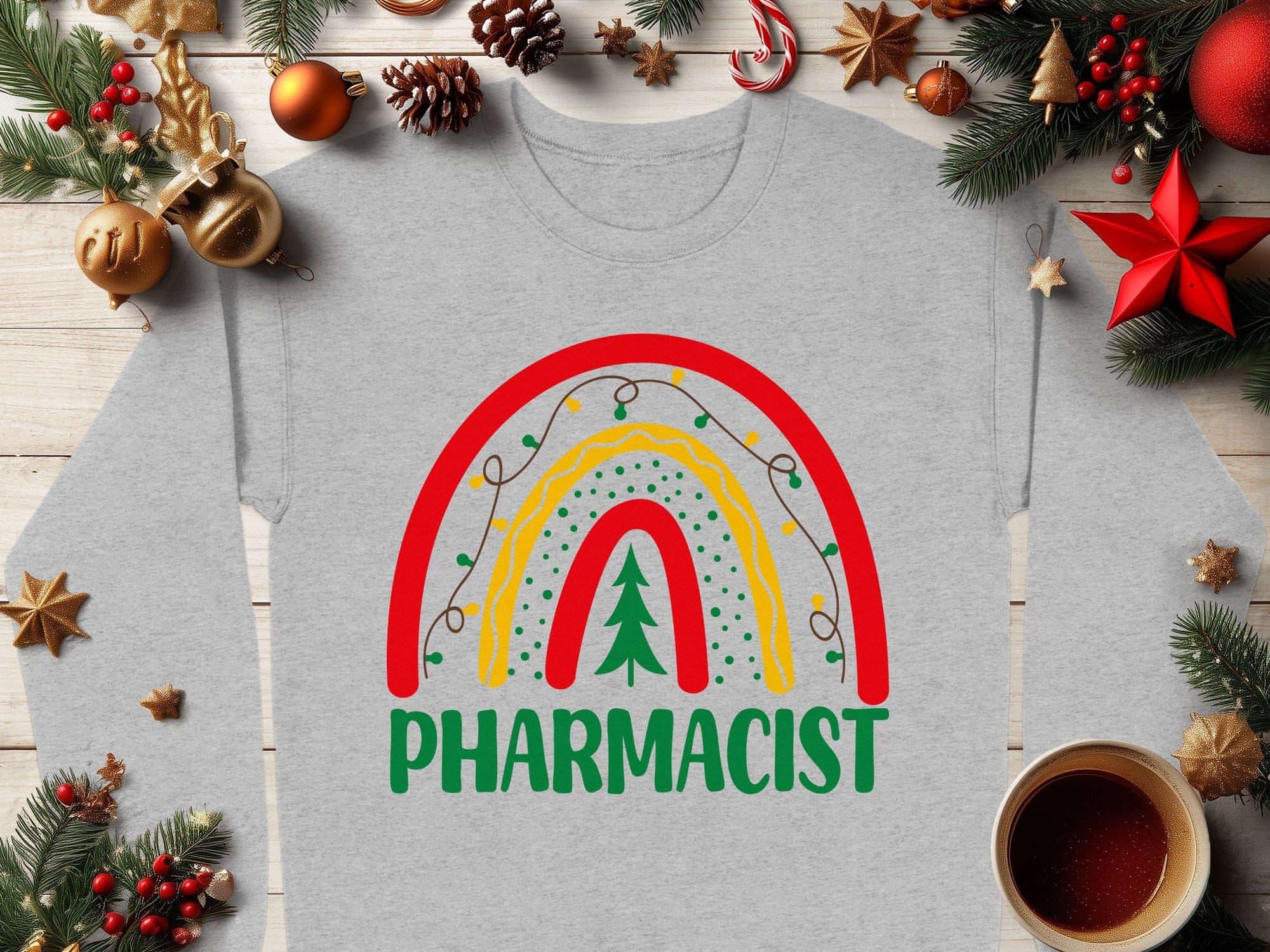 Festive Rainbow Design Long Sleeve for Pharmacists